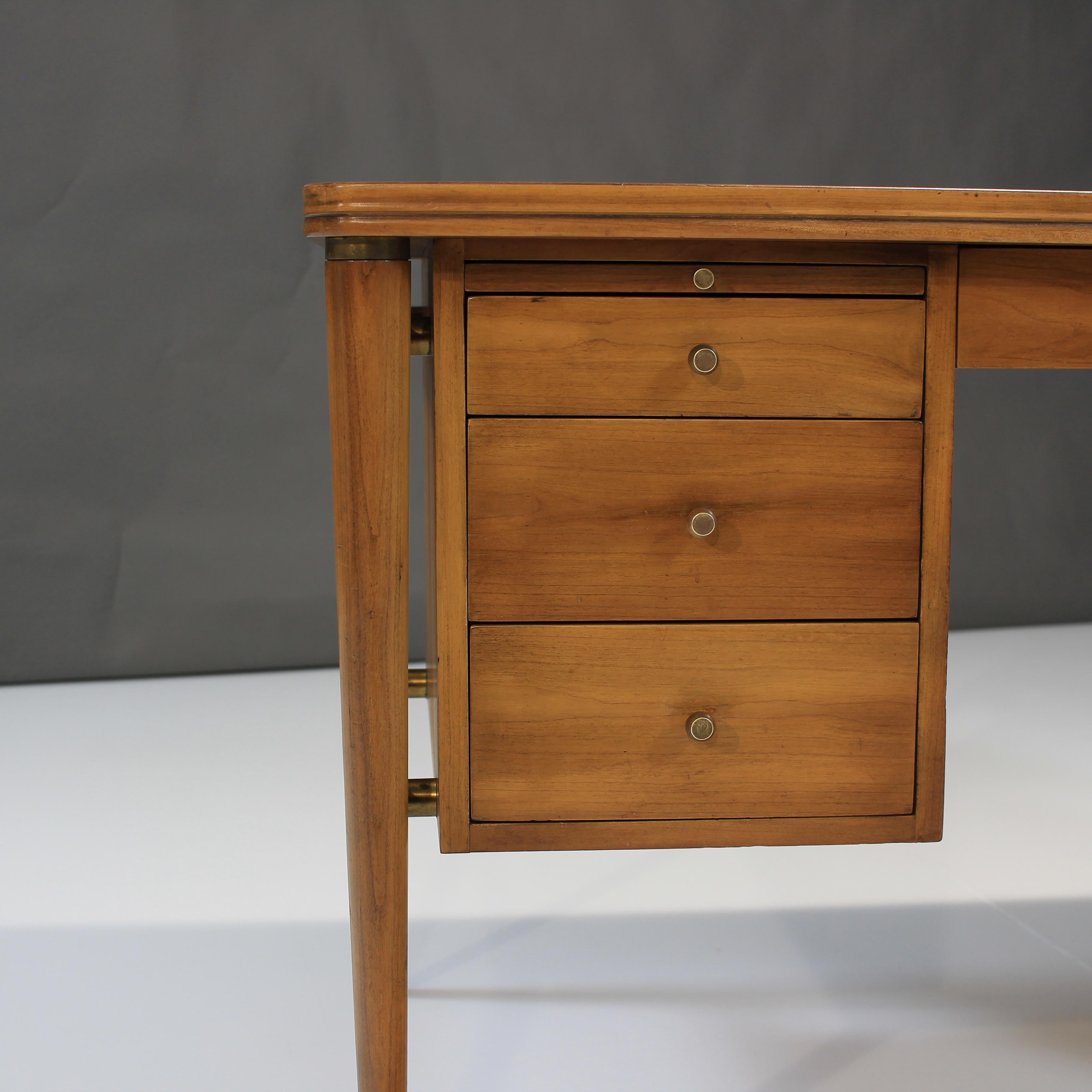 Lacquered Mid-20th Century Walnut Executive Desk by John Widdicomb For Sale