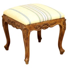 Retro Mid 20th Century Walnut French Country Bench Footstool - A
