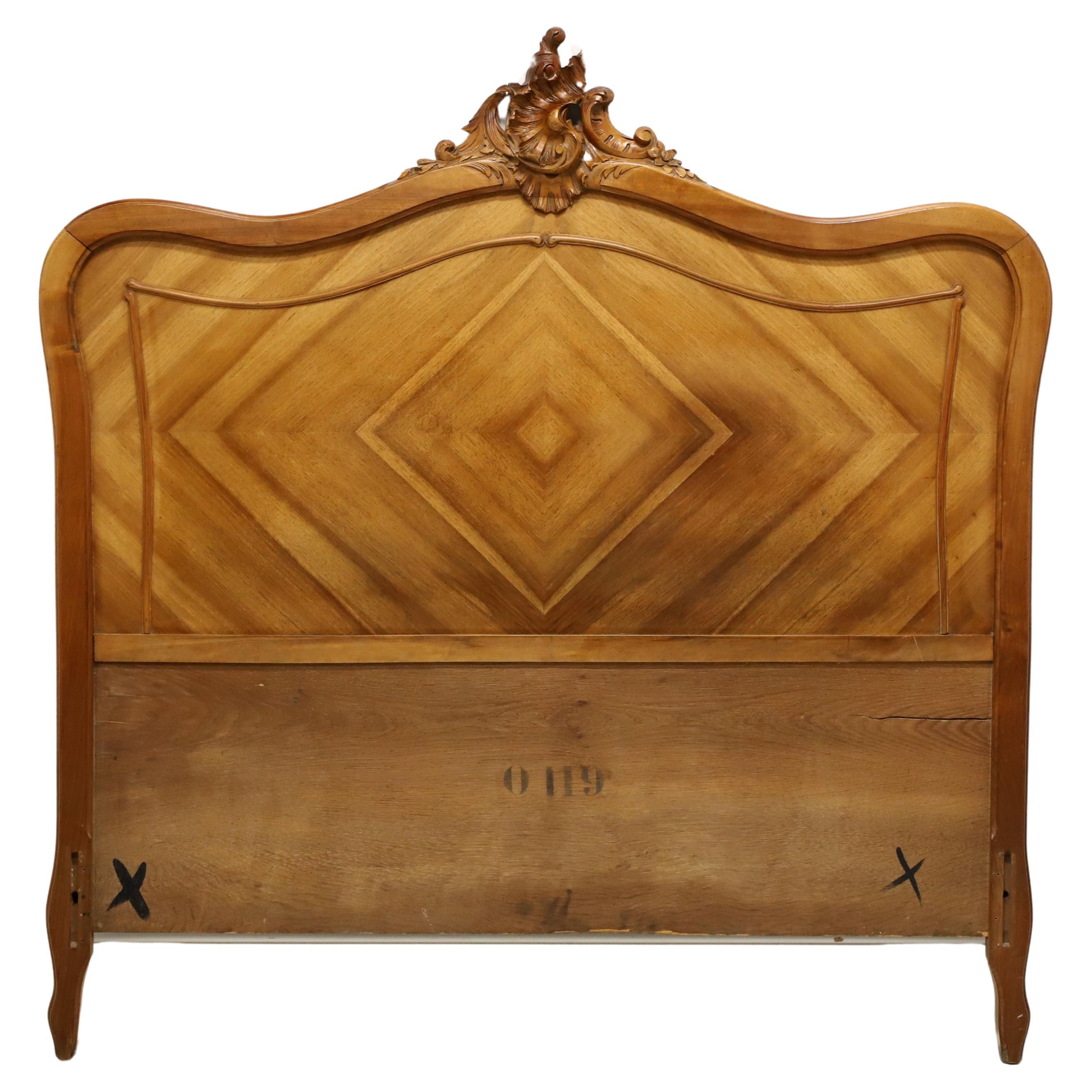 Mid 20th Century Walnut French Provincial Parquetry Full Size Headboard
