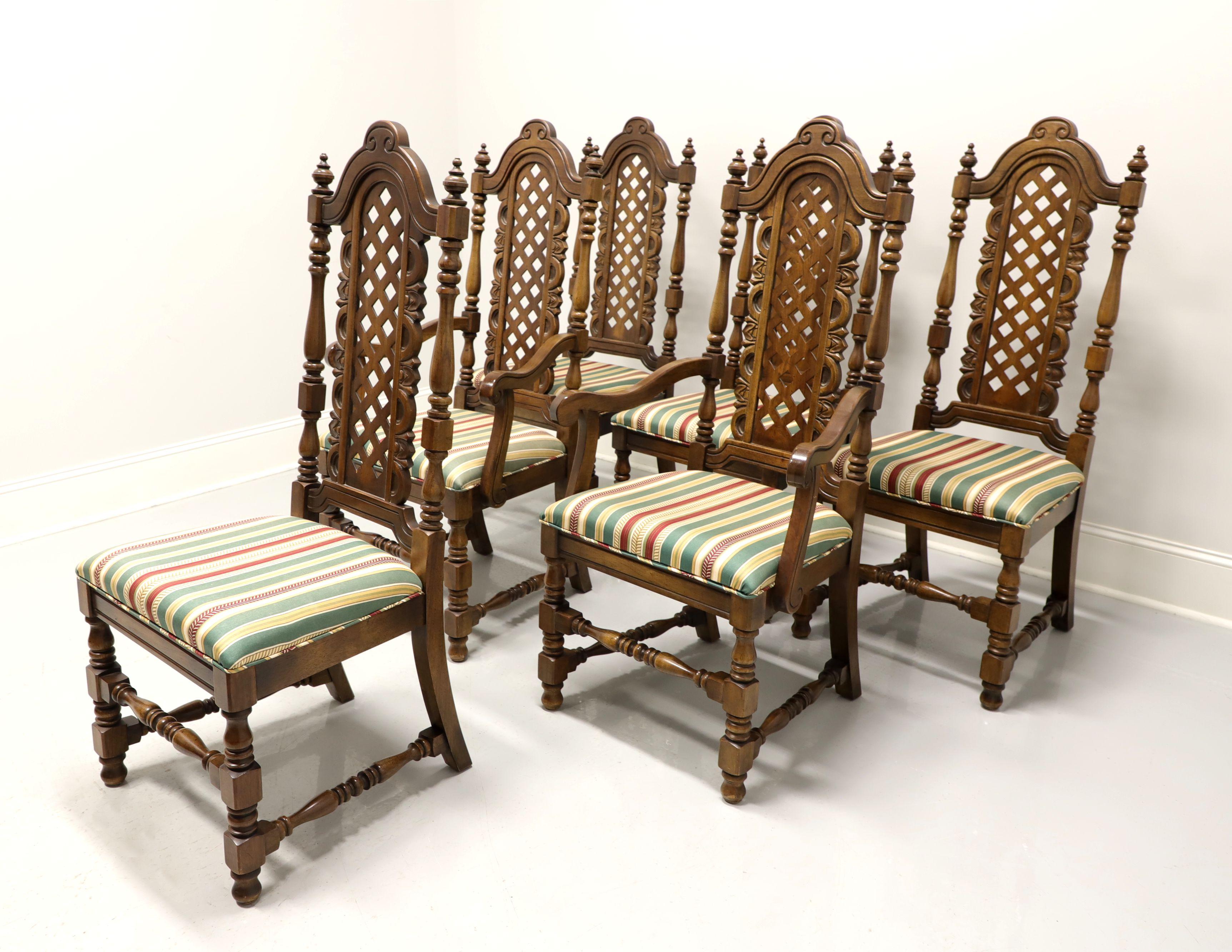 Mid 20th Century Walnut Spanish Baroque Style Dining Chairs - Set of 6 For Sale 5