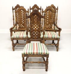 Mid 20th Century Walnut Spanish Baroque Style Dining Chairs - Set of 6