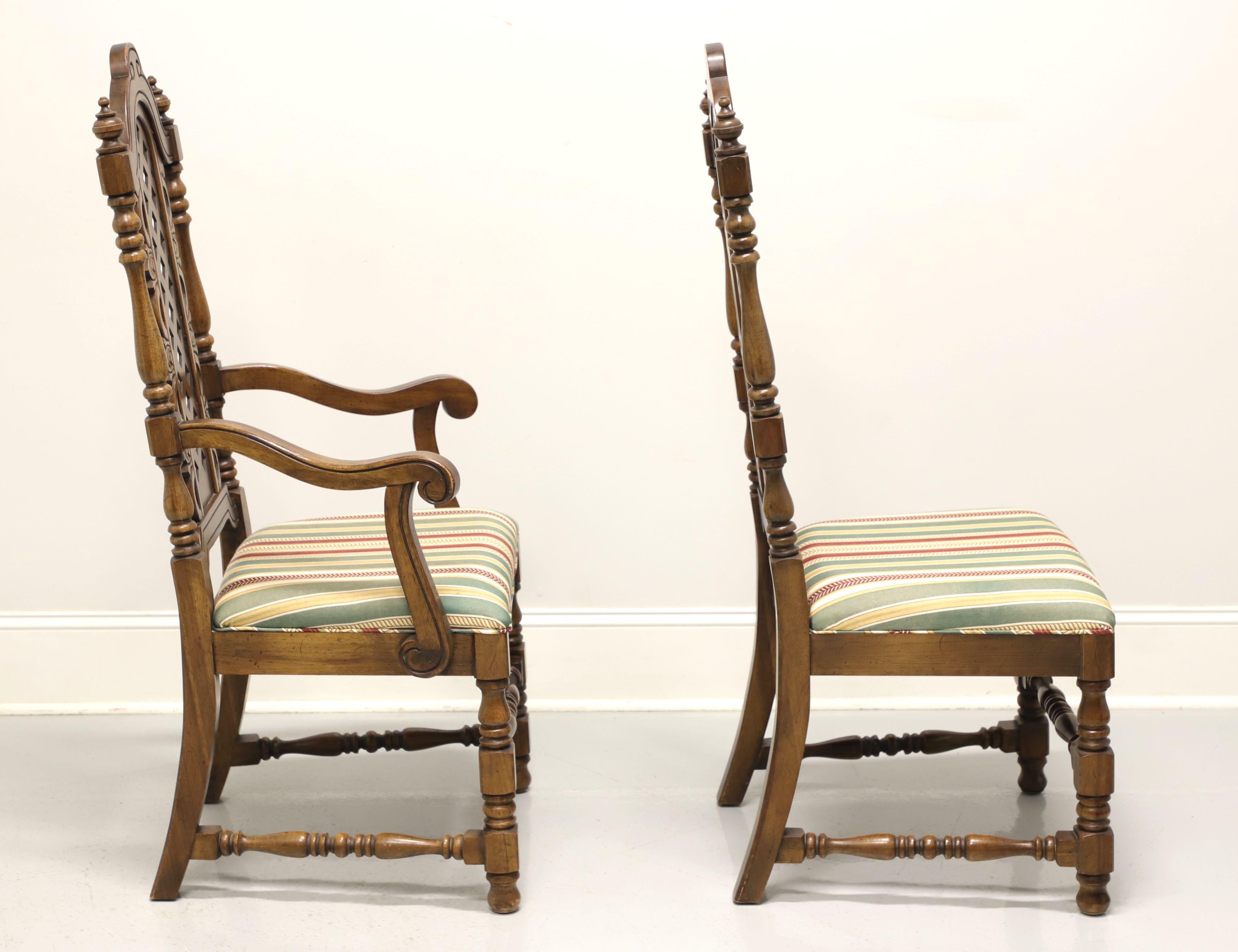 Spanish Colonial Mid 20th Century Walnut Spanish Baroque Style Dining Chairs - Set of 6 For Sale