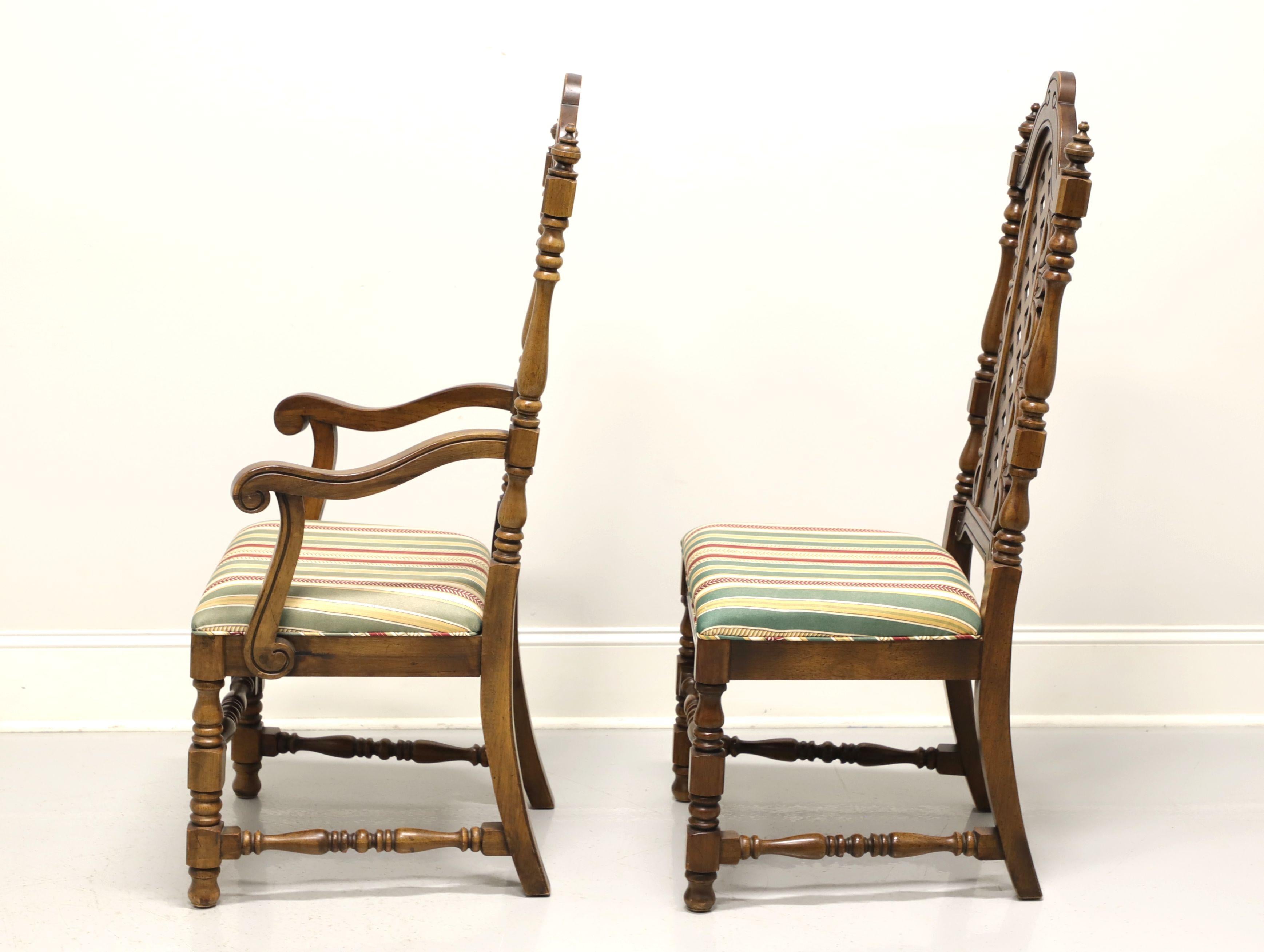 Mid 20th Century Walnut Spanish Baroque Style Dining Chairs - Set of 6 In Good Condition For Sale In Charlotte, NC