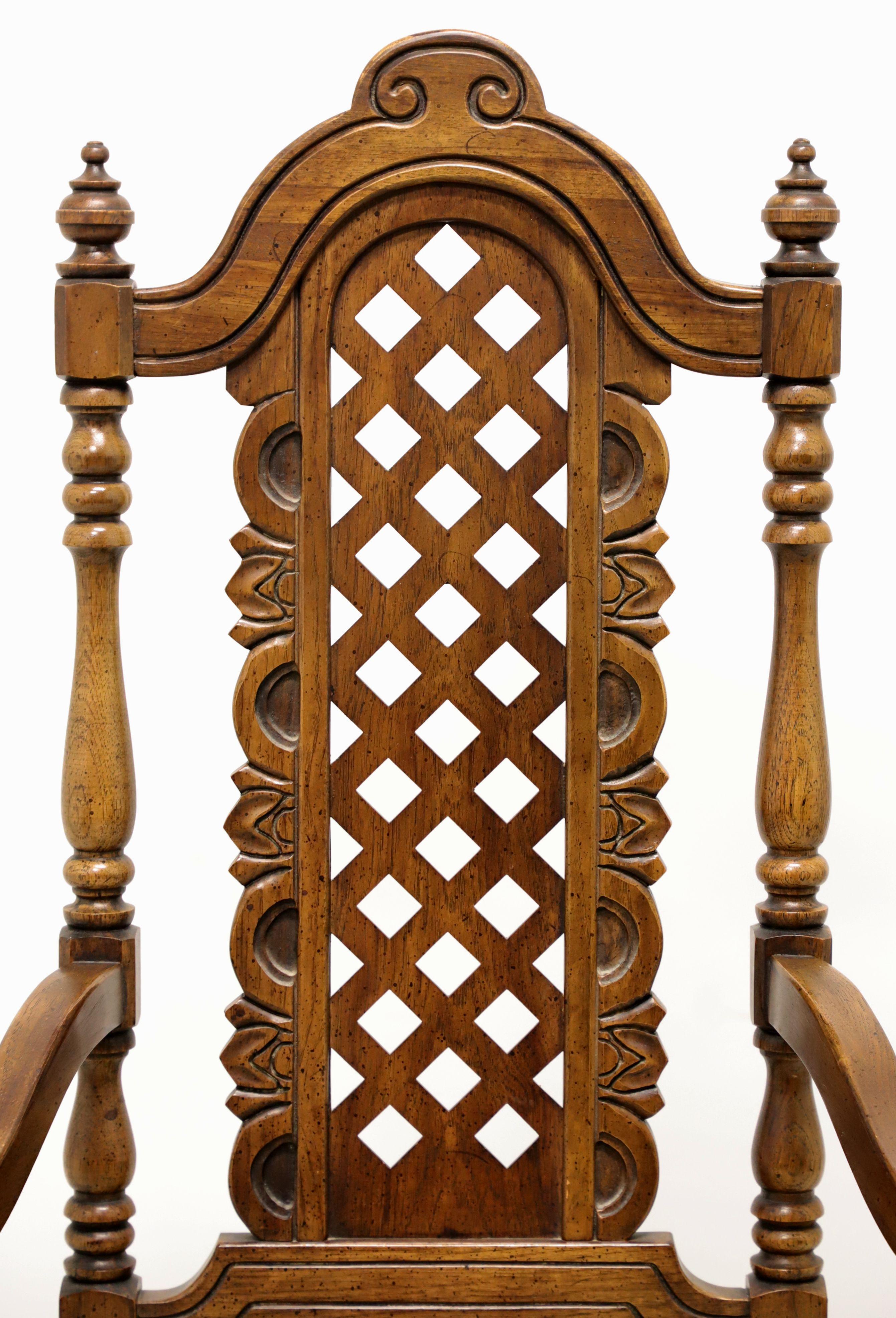 Fabric Mid 20th Century Walnut Spanish Baroque Style Dining Chairs - Set of 6 For Sale