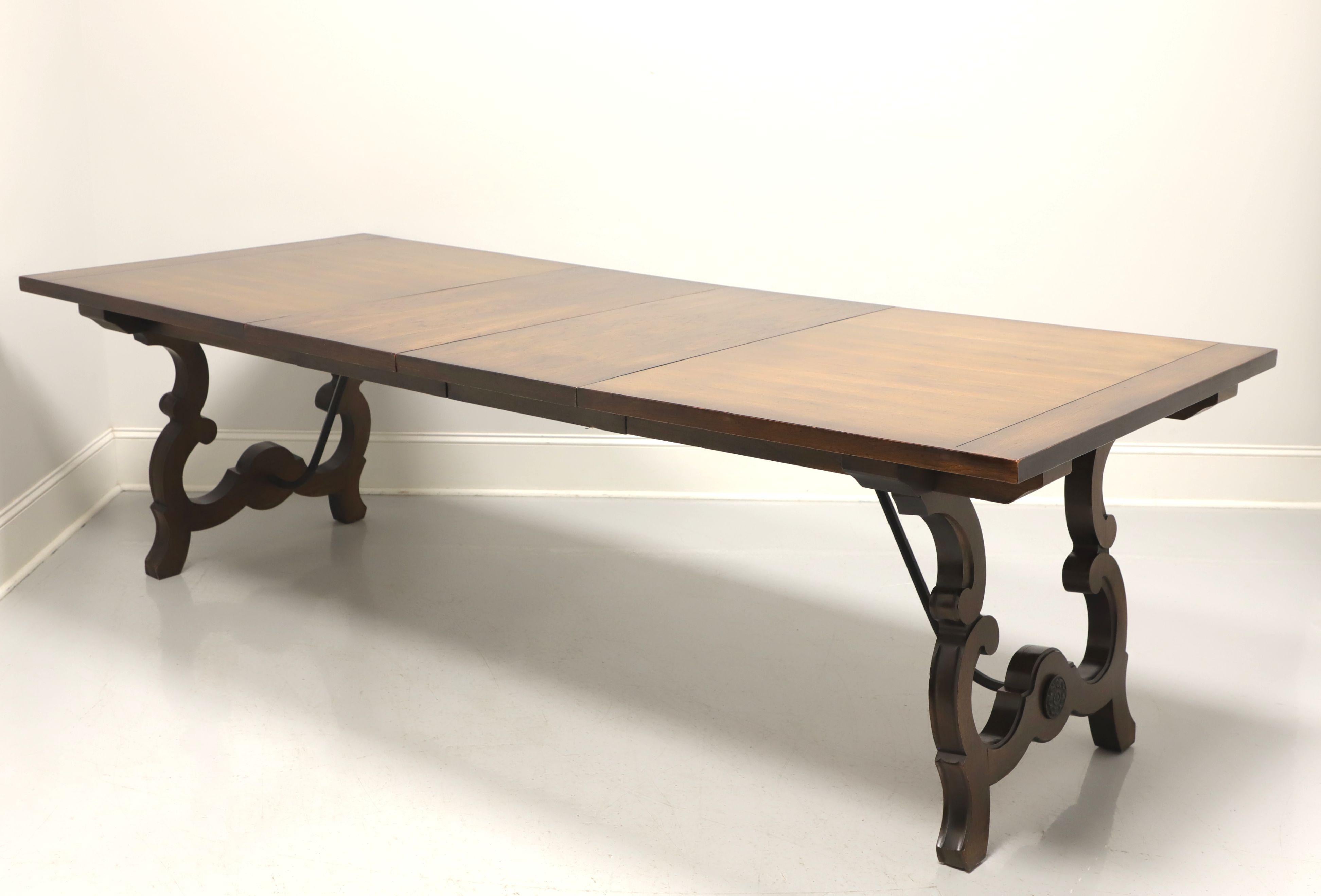 Mid 20th Century Walnut Spanish Baroque Style Trestle Dining Table In Good Condition In Charlotte, NC
