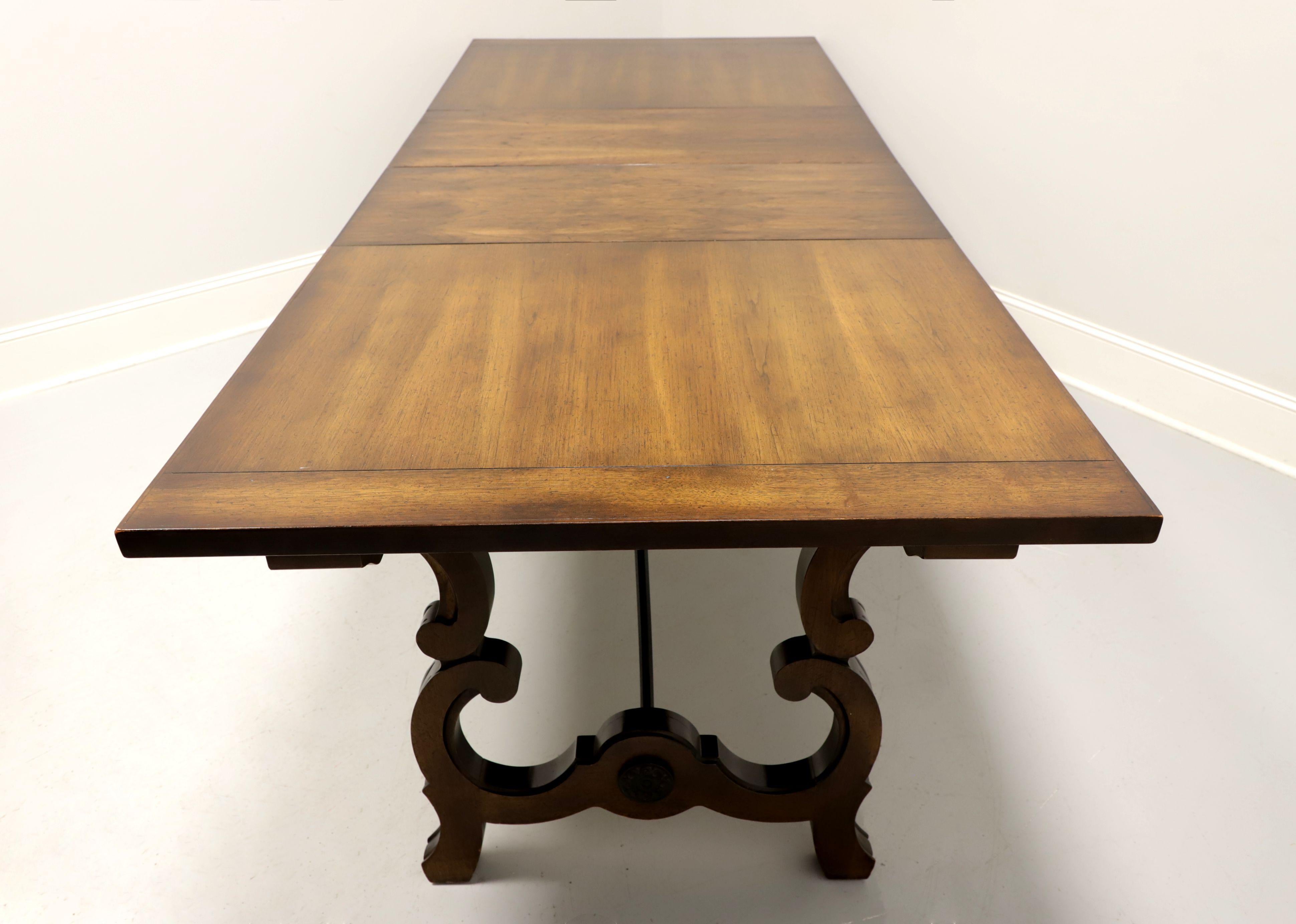 Metal Mid 20th Century Walnut Spanish Baroque Style Trestle Dining Table