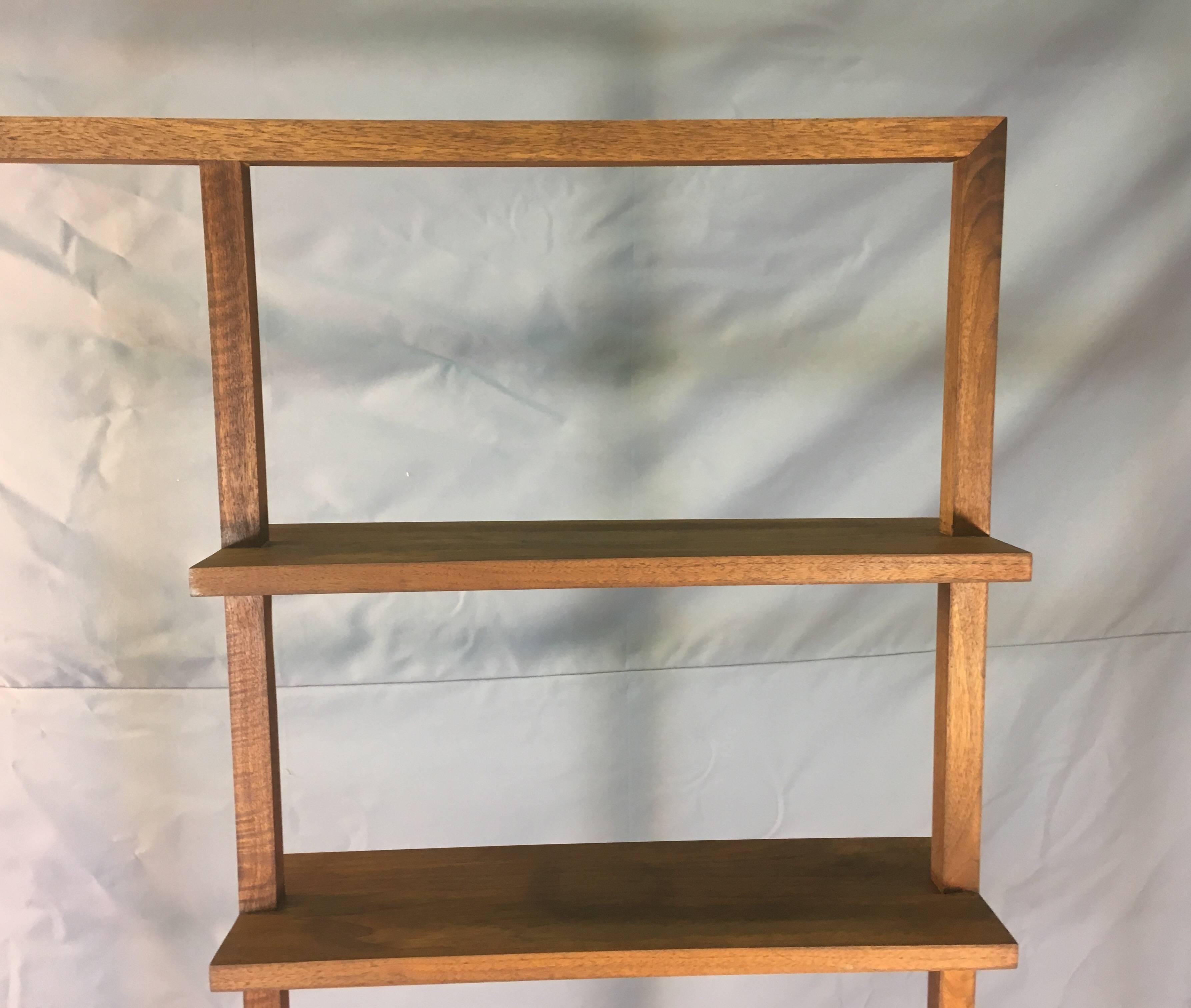 American Mid-20th Century Walnut Wood Display Shelf For Sale
