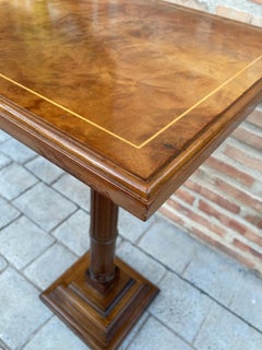 Mid-20th Century Walnut Wood Square Top Pedestal Table