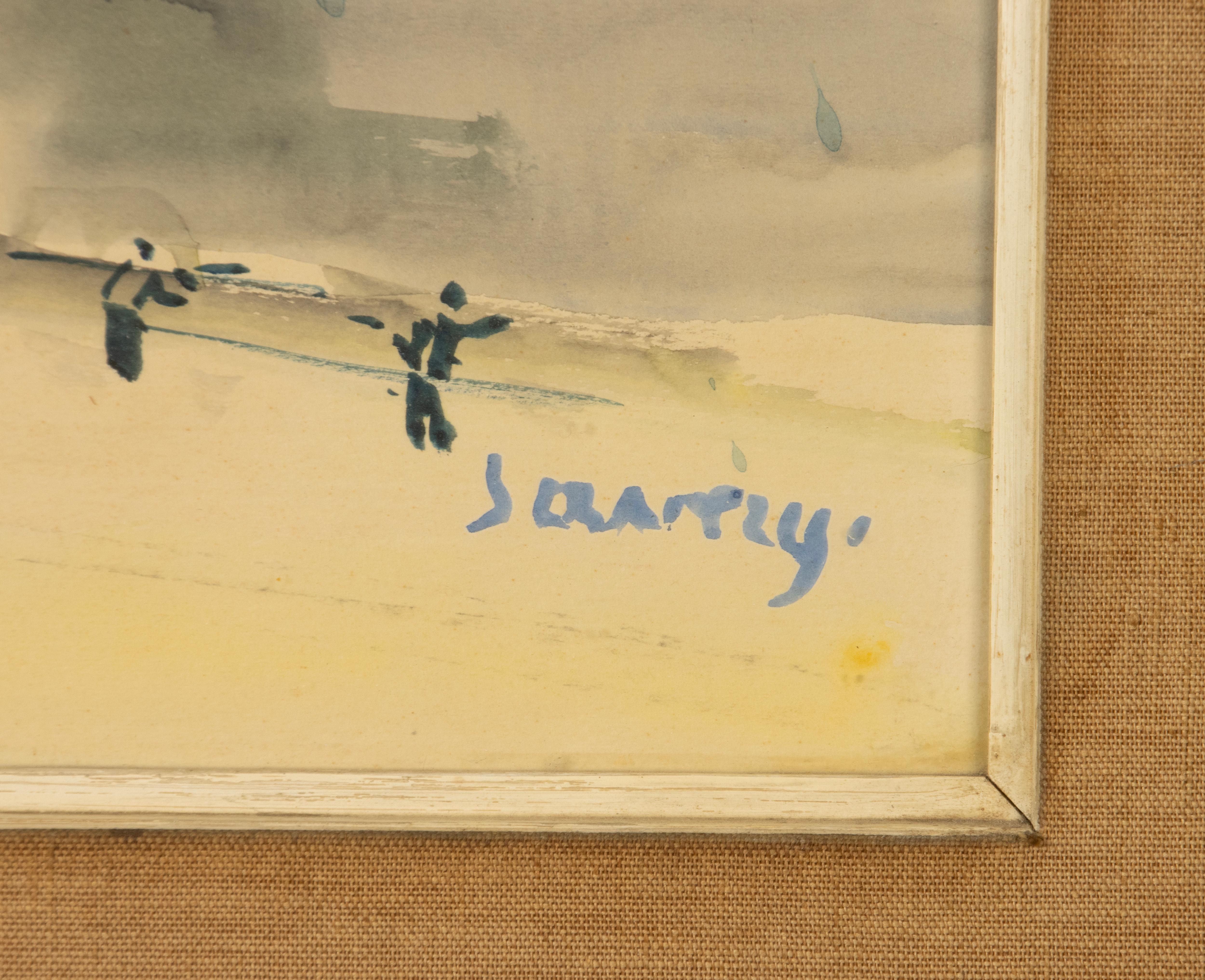 Mid-20th Century Watercolour Painting - Albert Saverys - Mediterranean View (Mitte des 20. Jahrhunderts) im Angebot