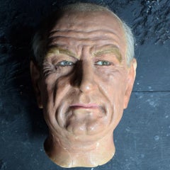 Mid-20th Century Wax Head with Glass Eyes