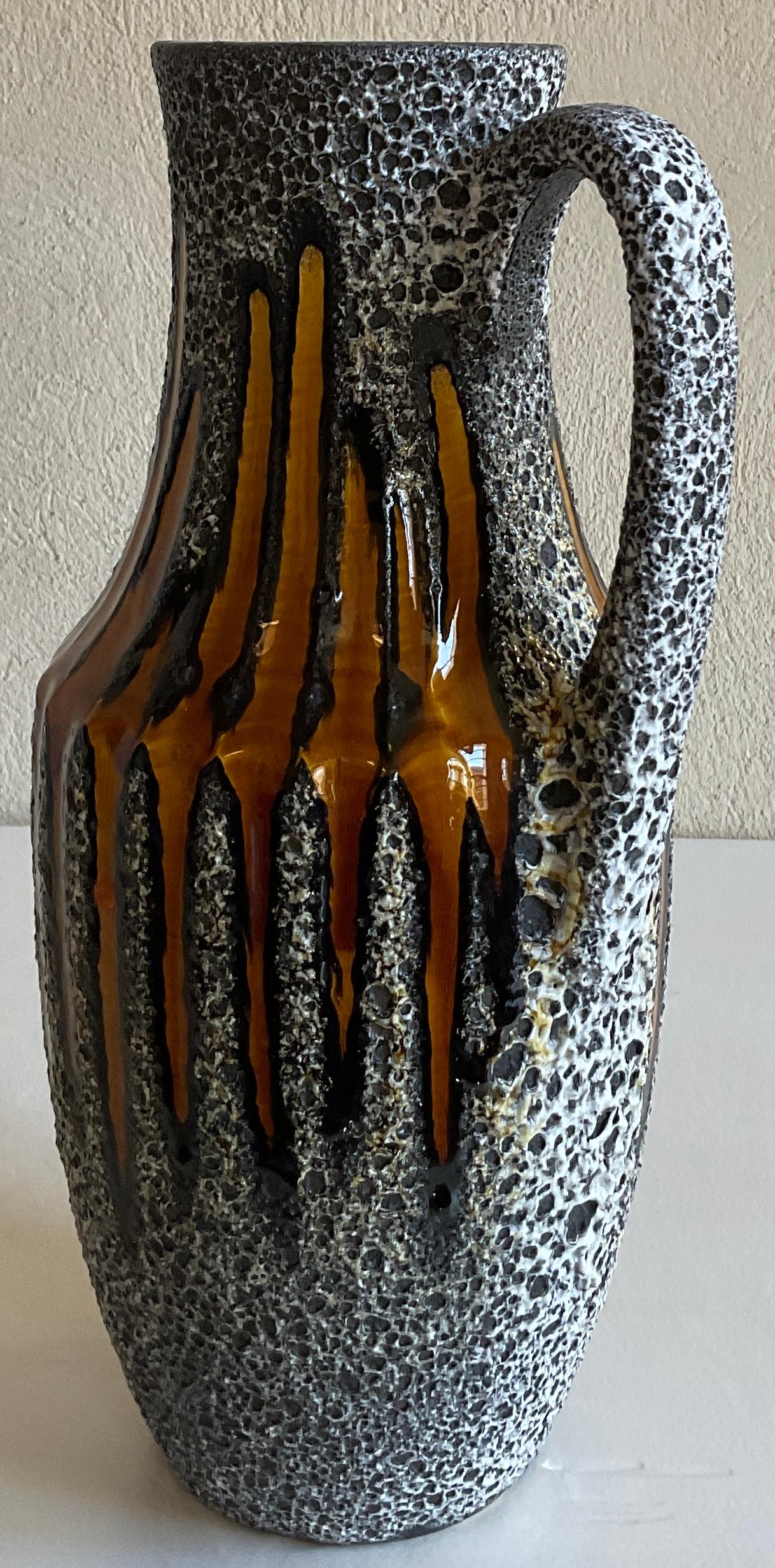 Hand-Crafted Mid-20th Century West Germany Studio Pottery Pitcher Vase For Sale