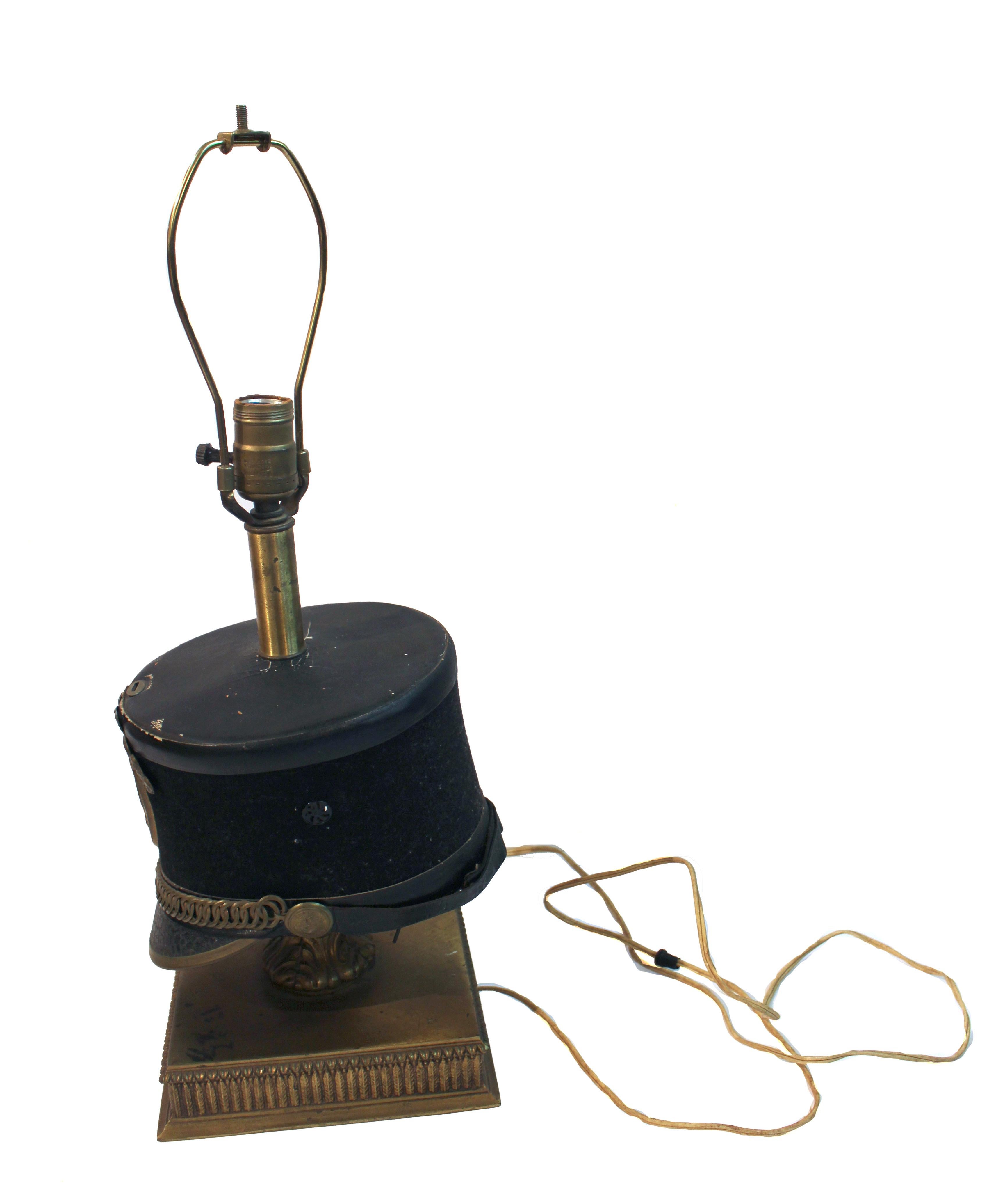 Mid-Century Modern Mid-20th Century West Point Cadet Hat Mounted as a Lamp For Sale