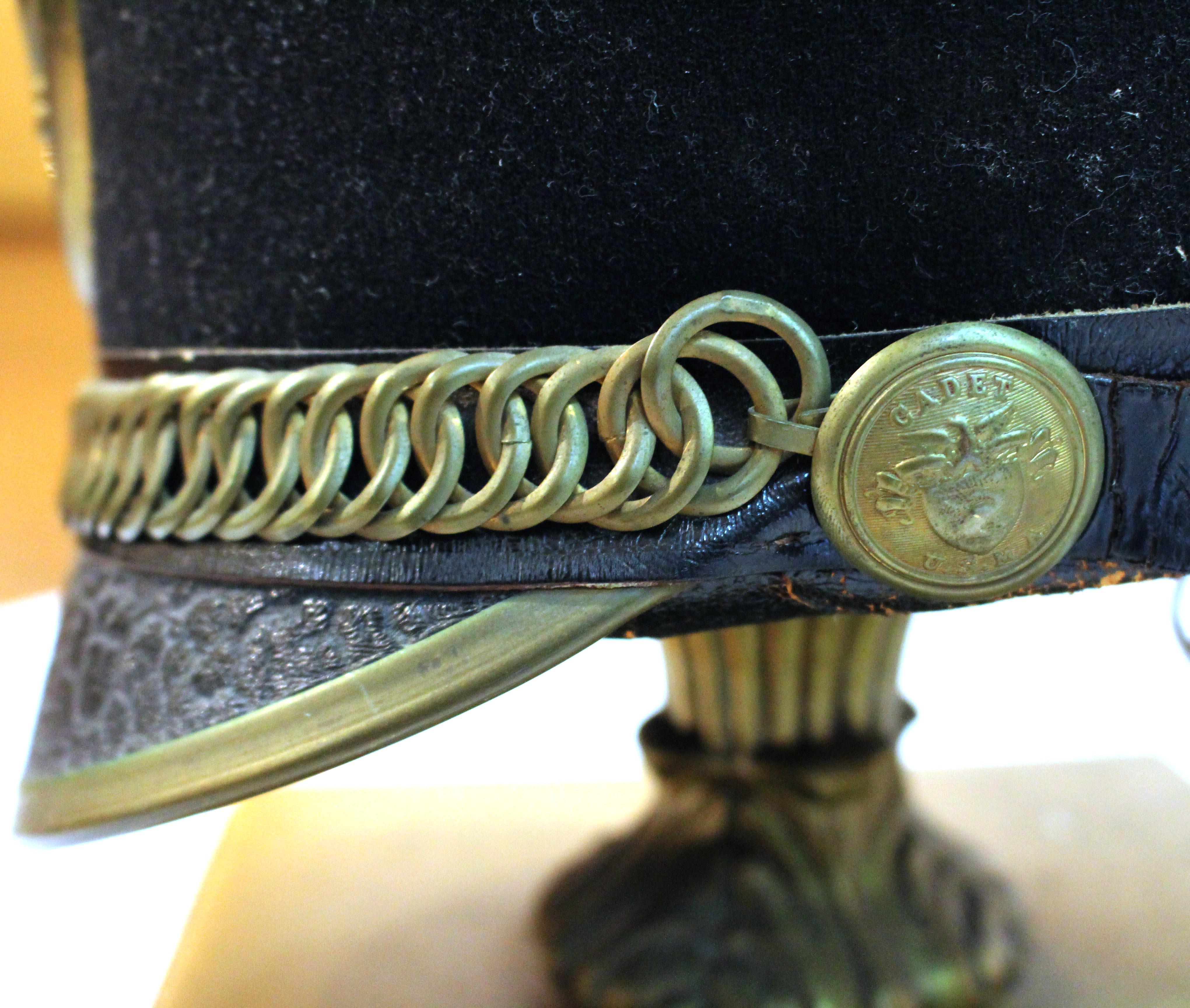 Mid-20th Century West Point Cadet Hat Mounted as a Lamp In Good Condition For Sale In Chapel Hill, NC