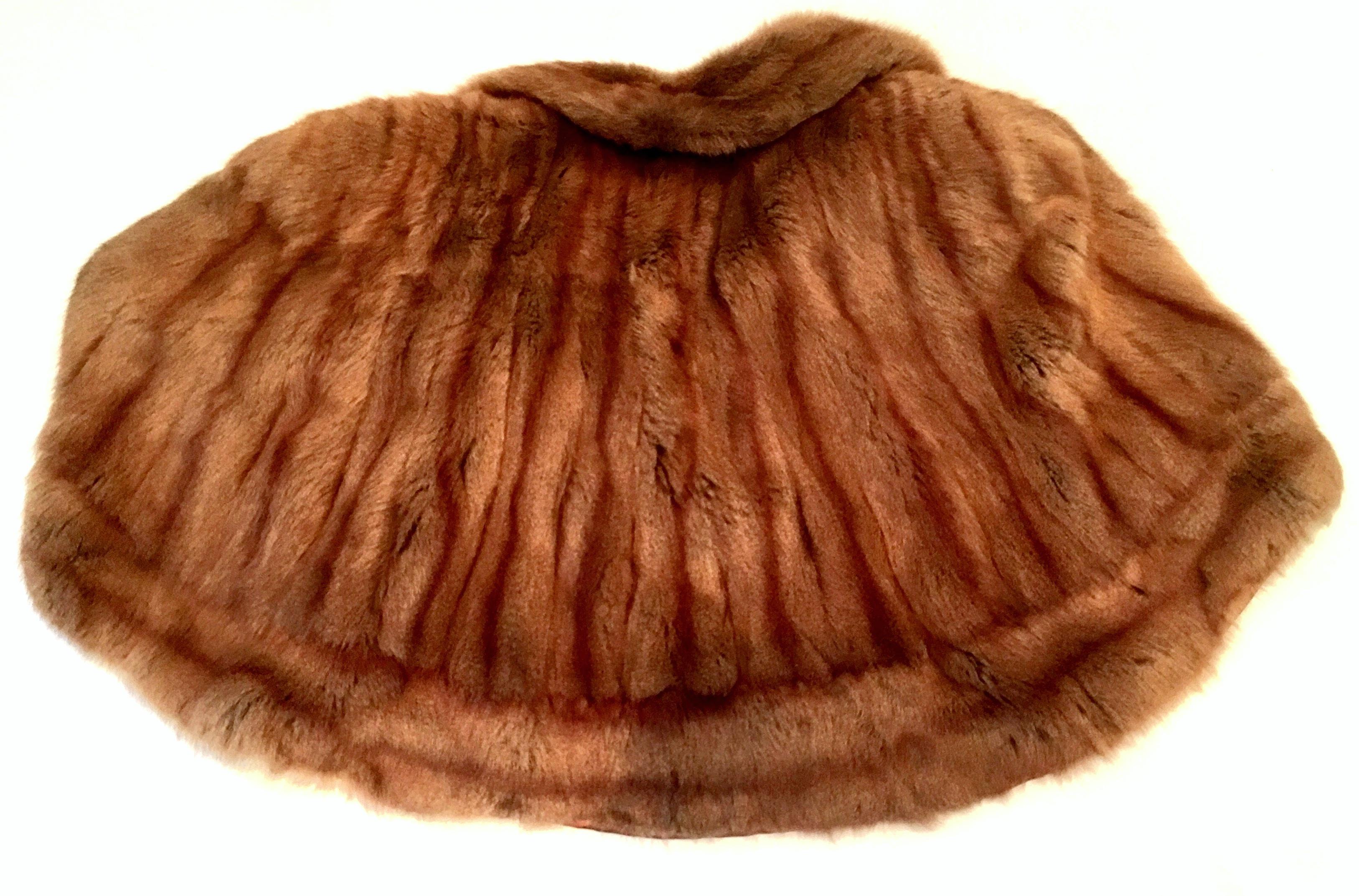 Brown Mid-20th Century Whiskey Dyed Rabbit Fur Stole Capelet By, Polsky's For Sale
