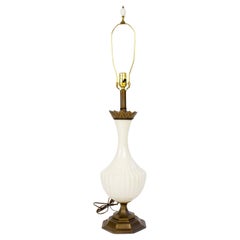 Vintage Mid 20th Century White Crackle Glaze Table Lamp