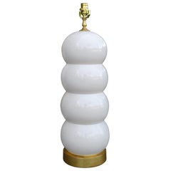 Mitte des 20. Jahrhunderts Weiß glasierte Blase Lampe auf Custom Giltwood Basis