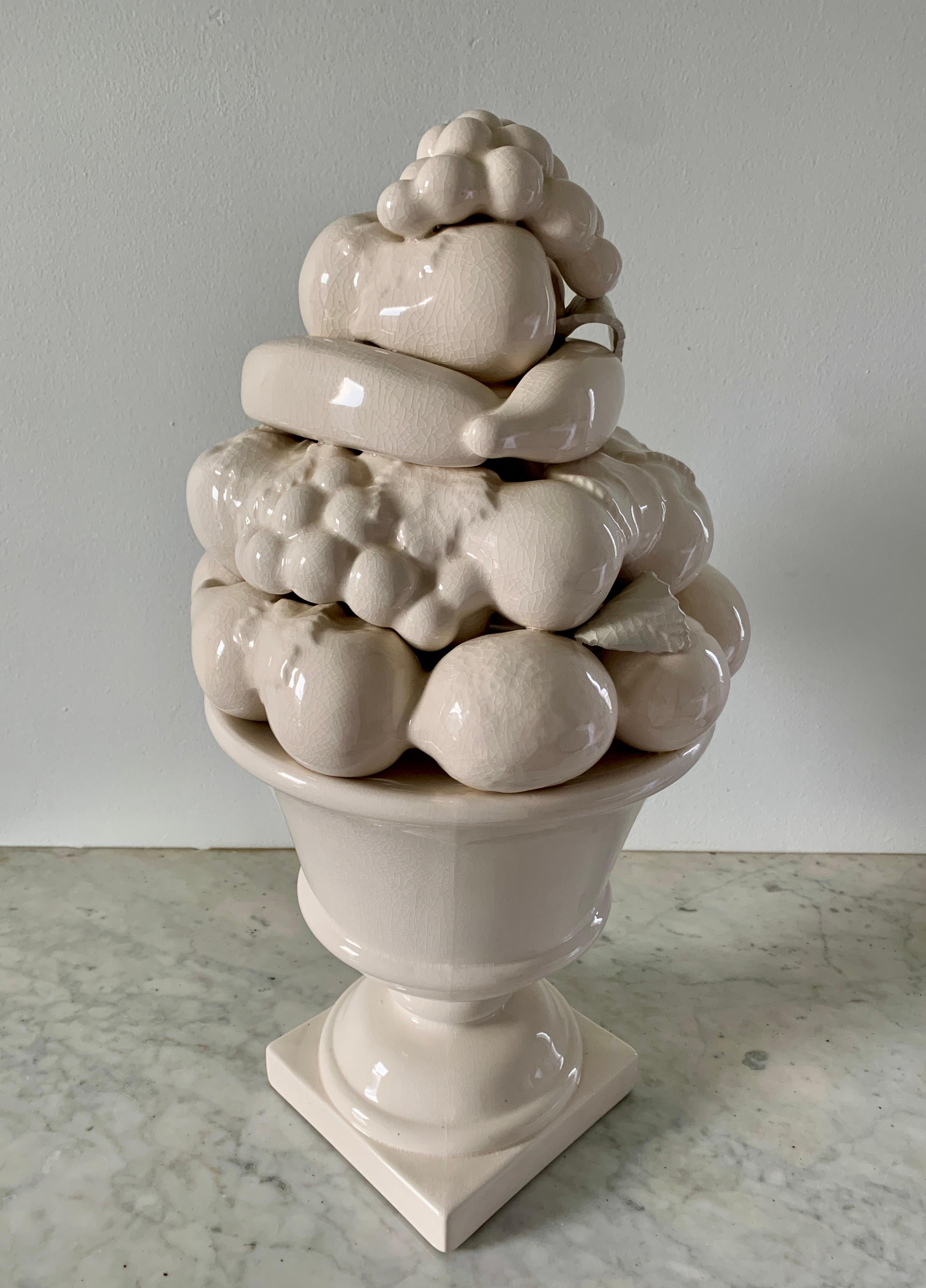Mid-20th Century, White Glazed Ceramic Fruit Topiary For Sale 3