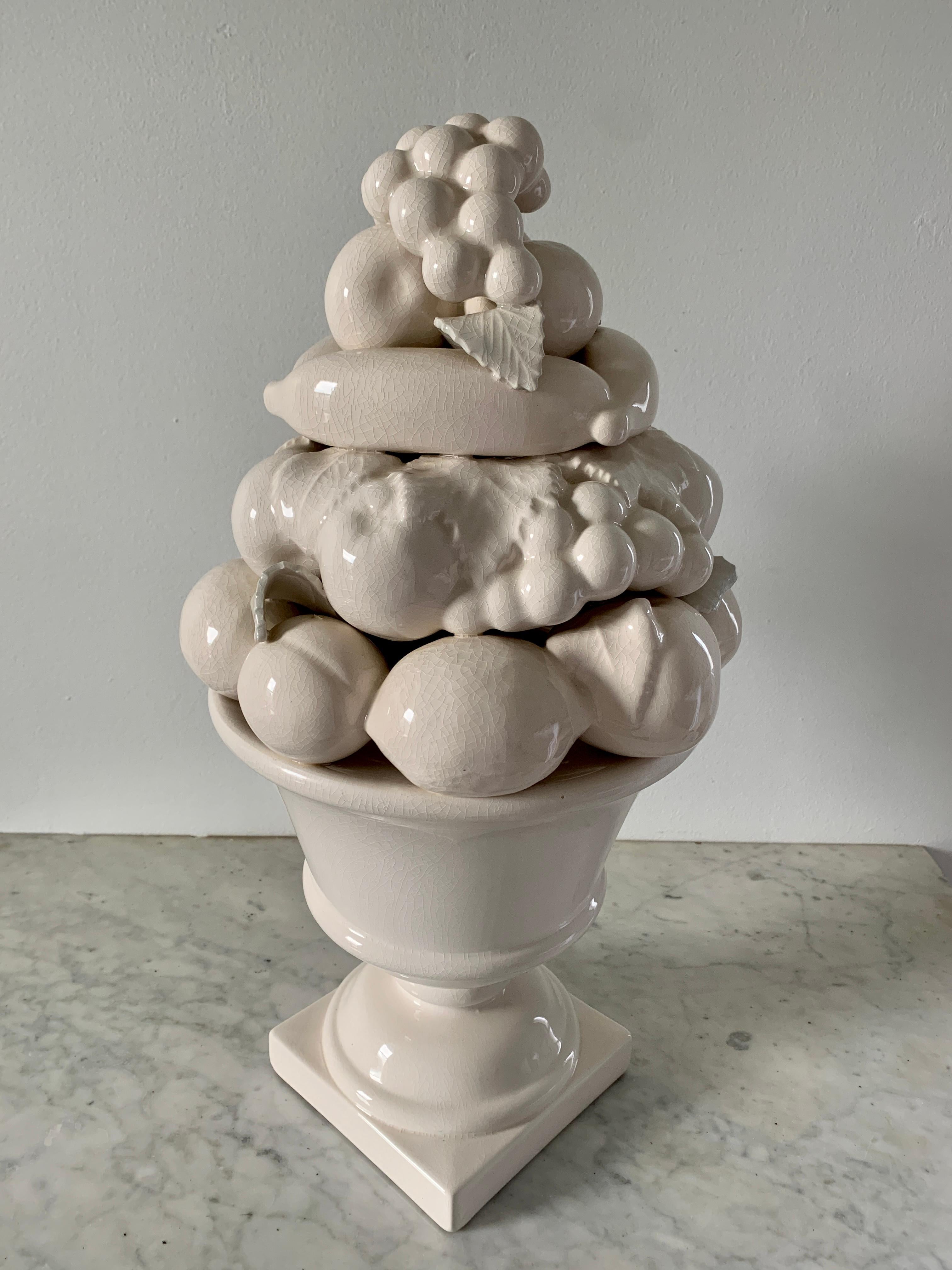 Mid-20th Century, White Glazed Ceramic Fruit Topiary For Sale 5