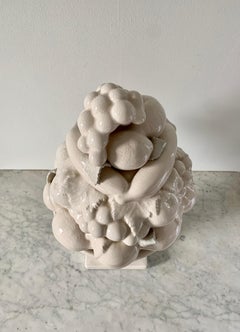 Mid-20th Century, White Glazed Ceramic Fruit Topiary