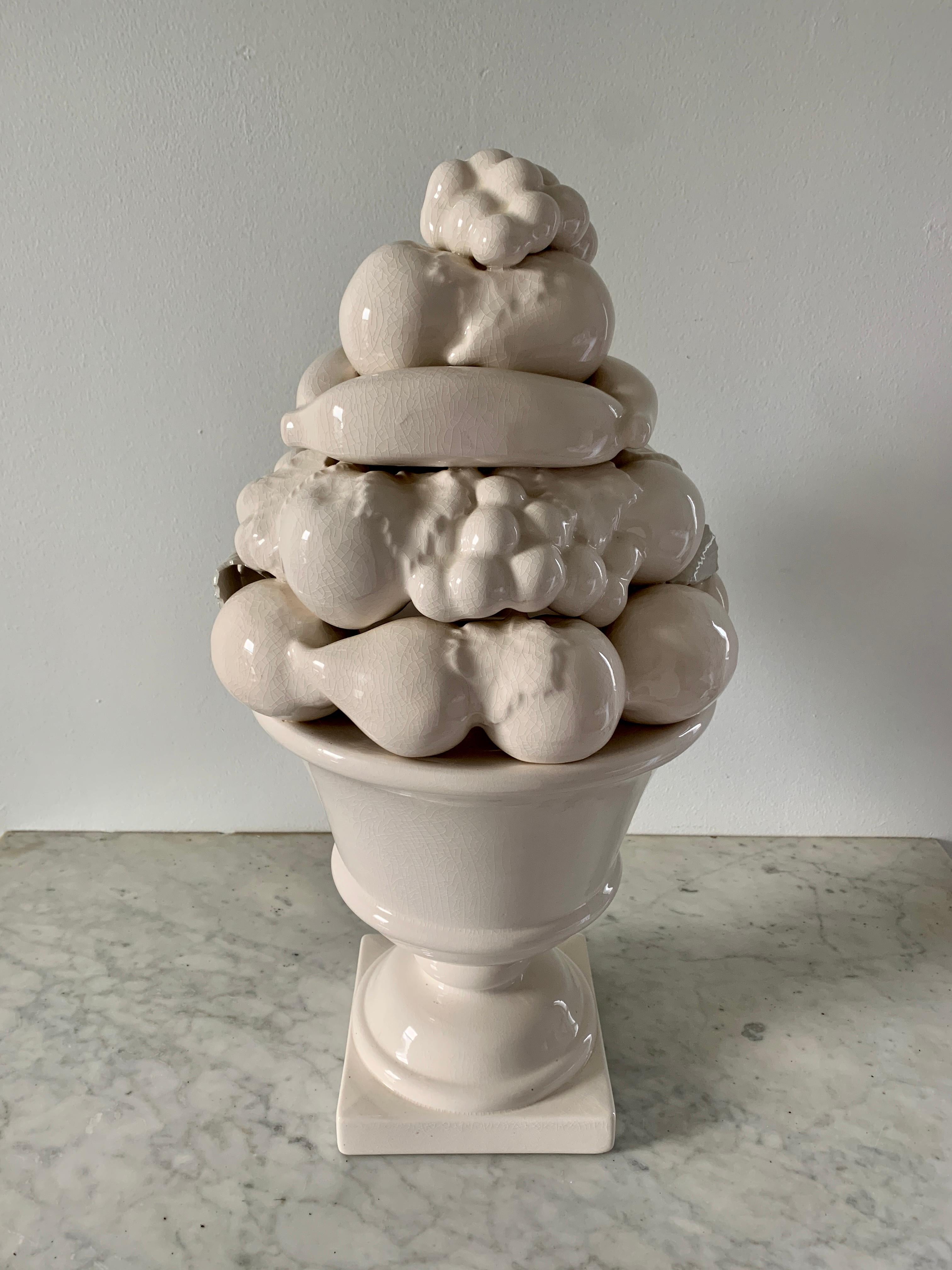 Mid-20th Century, White Glazed Ceramic Fruit Topiary For Sale 2