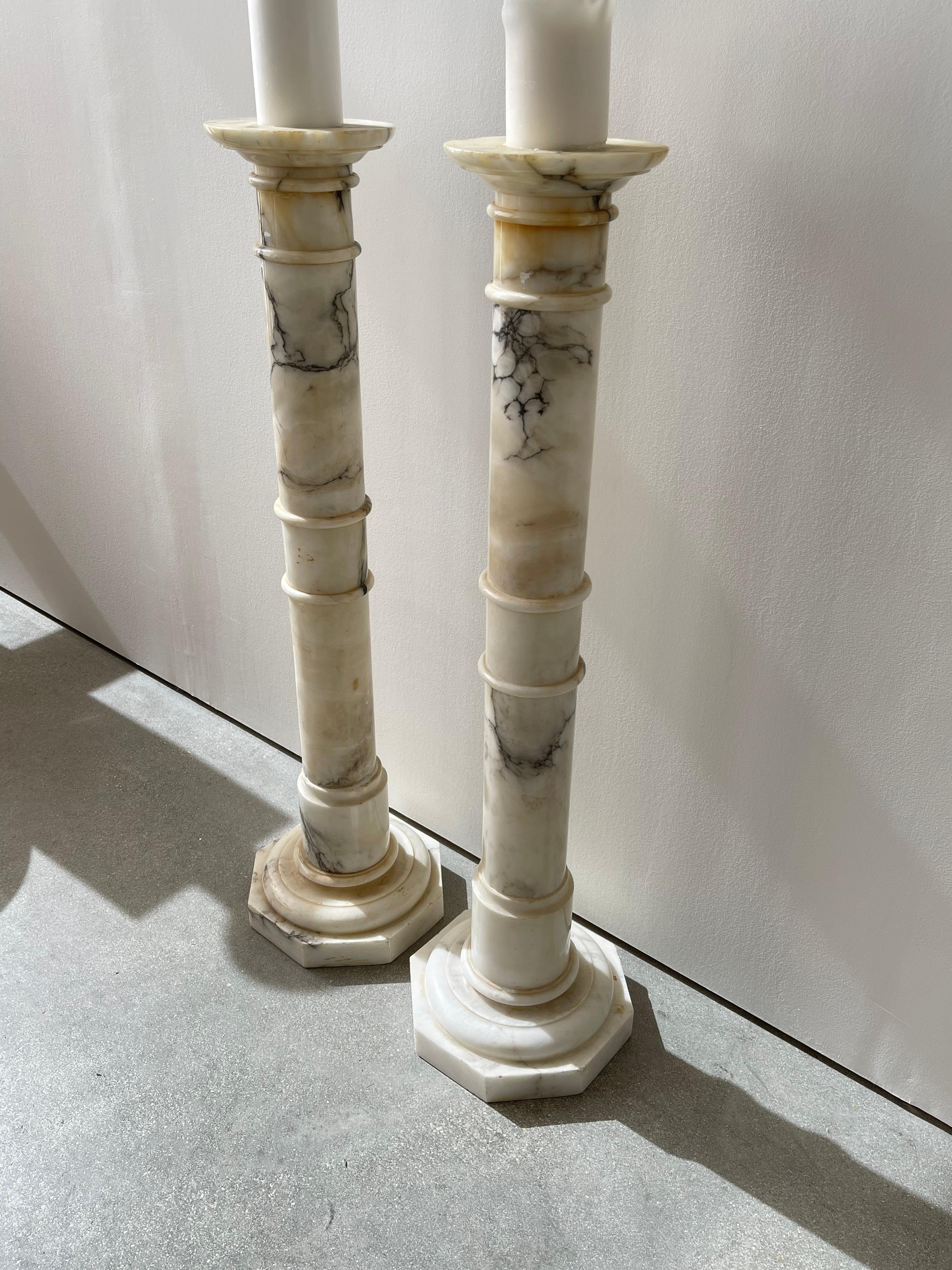 Mid-Century Modern Mid-20th Century White Marble Columns