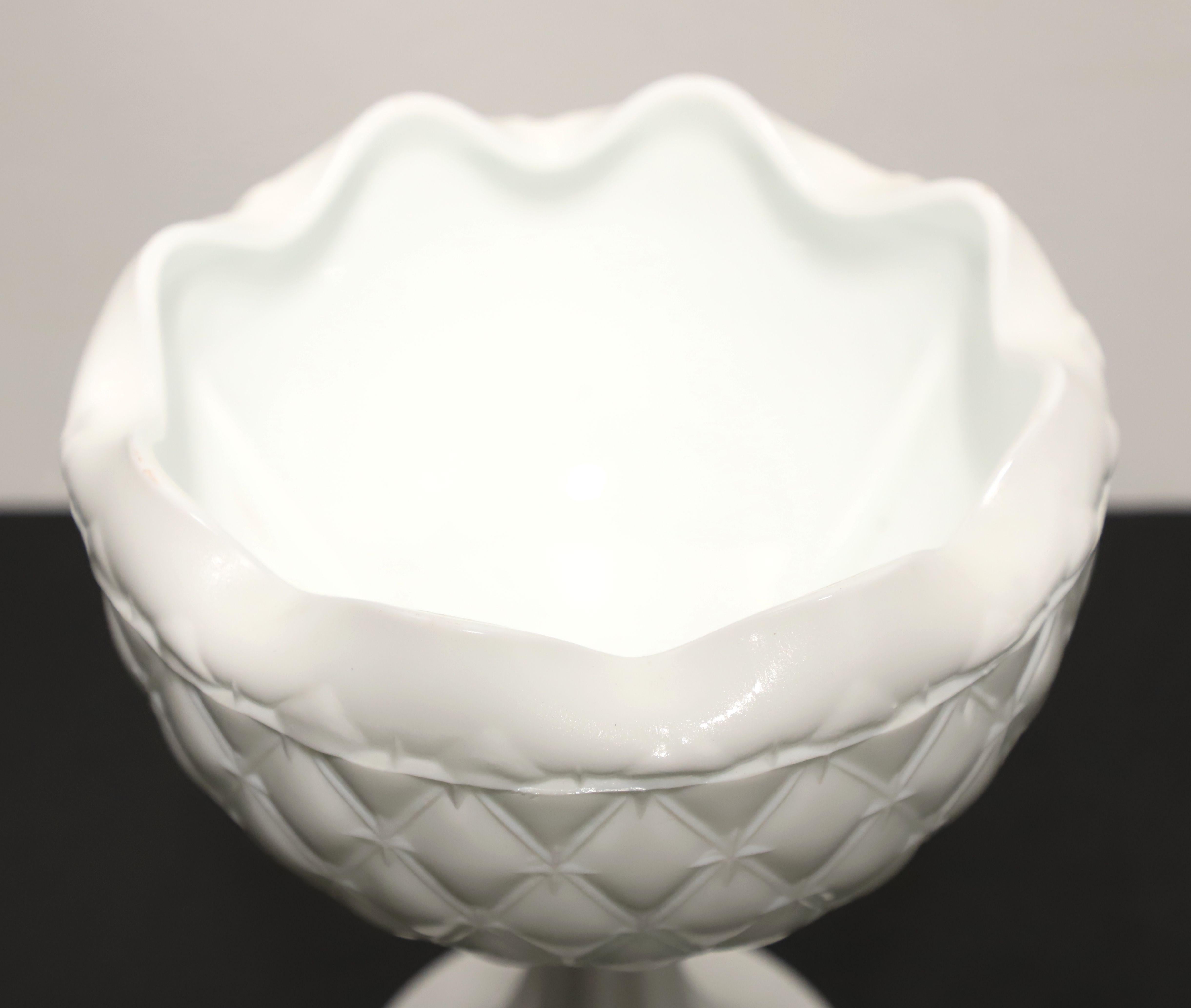 Other Mid 20th Century White Milk Glass Pedestal Vases - Pair
