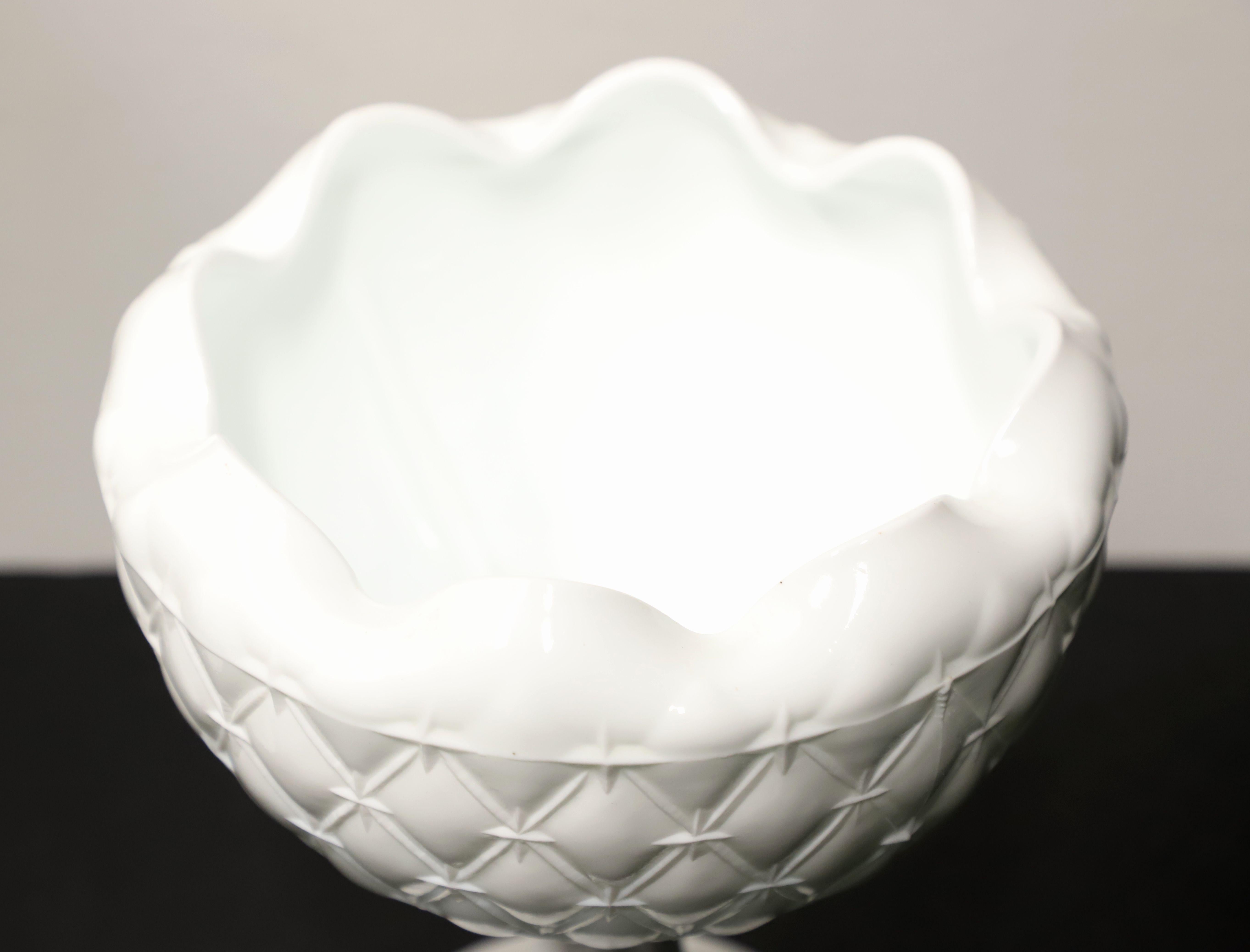 American Mid 20th Century White Milk Glass Pedestal Vases - Pair For Sale
