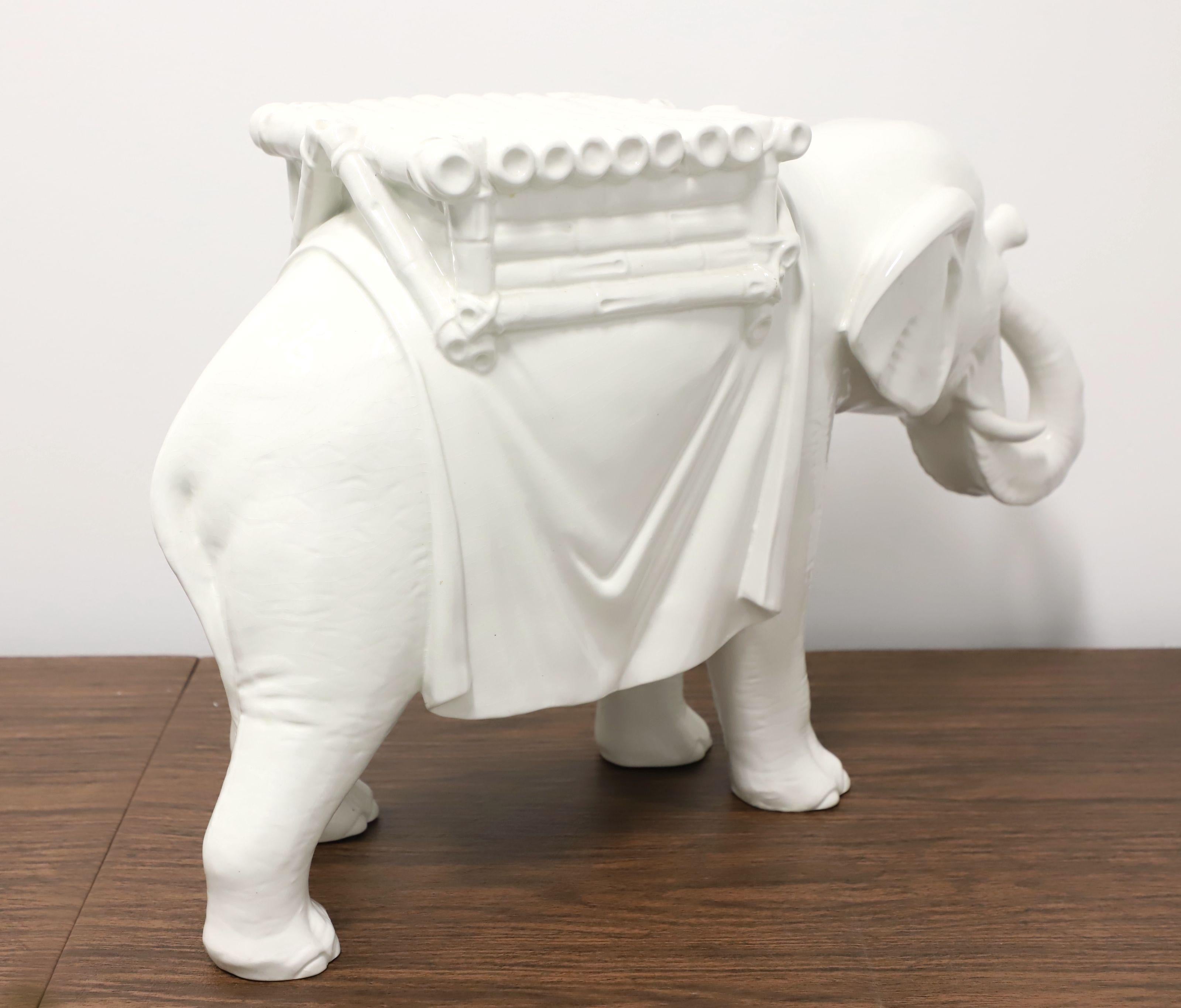 Chinoiserie Mid 20th Century White Porcelain Elephant Plant Stand / Garden Stool For Sale