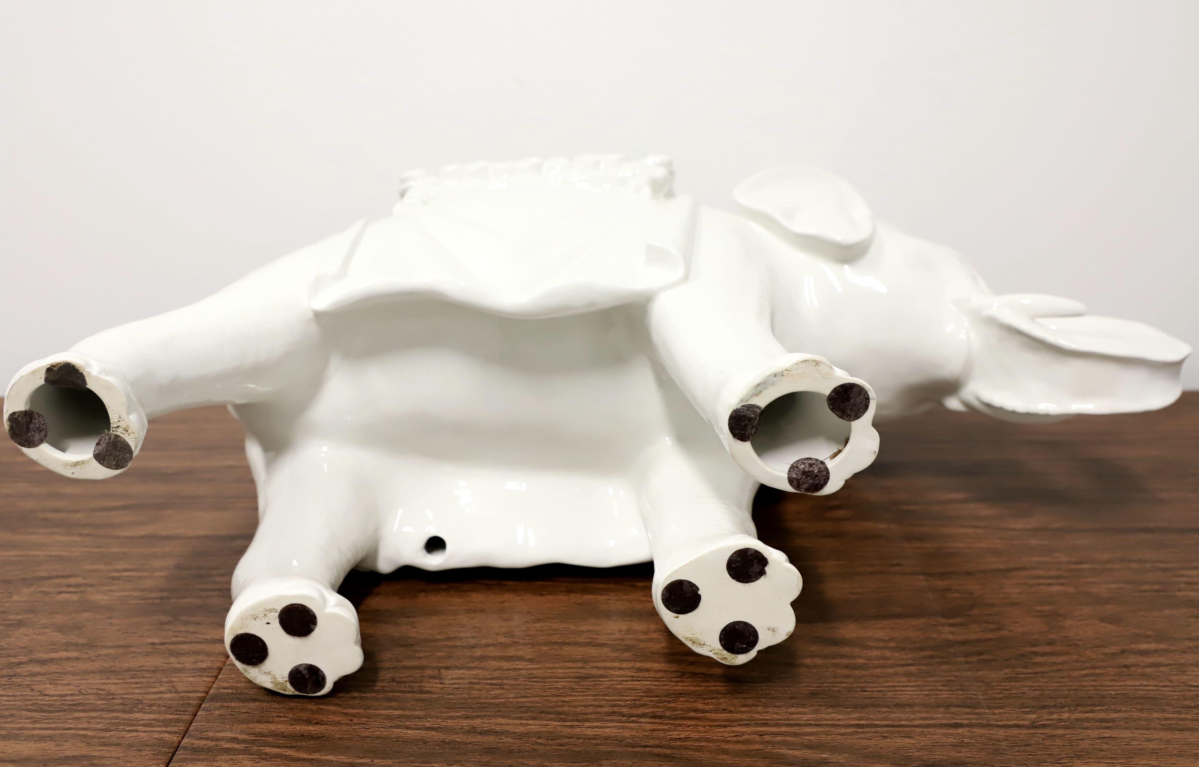 Mid 20th Century White Porcelain Elephant Plant Stand / Garden Stool For Sale 1