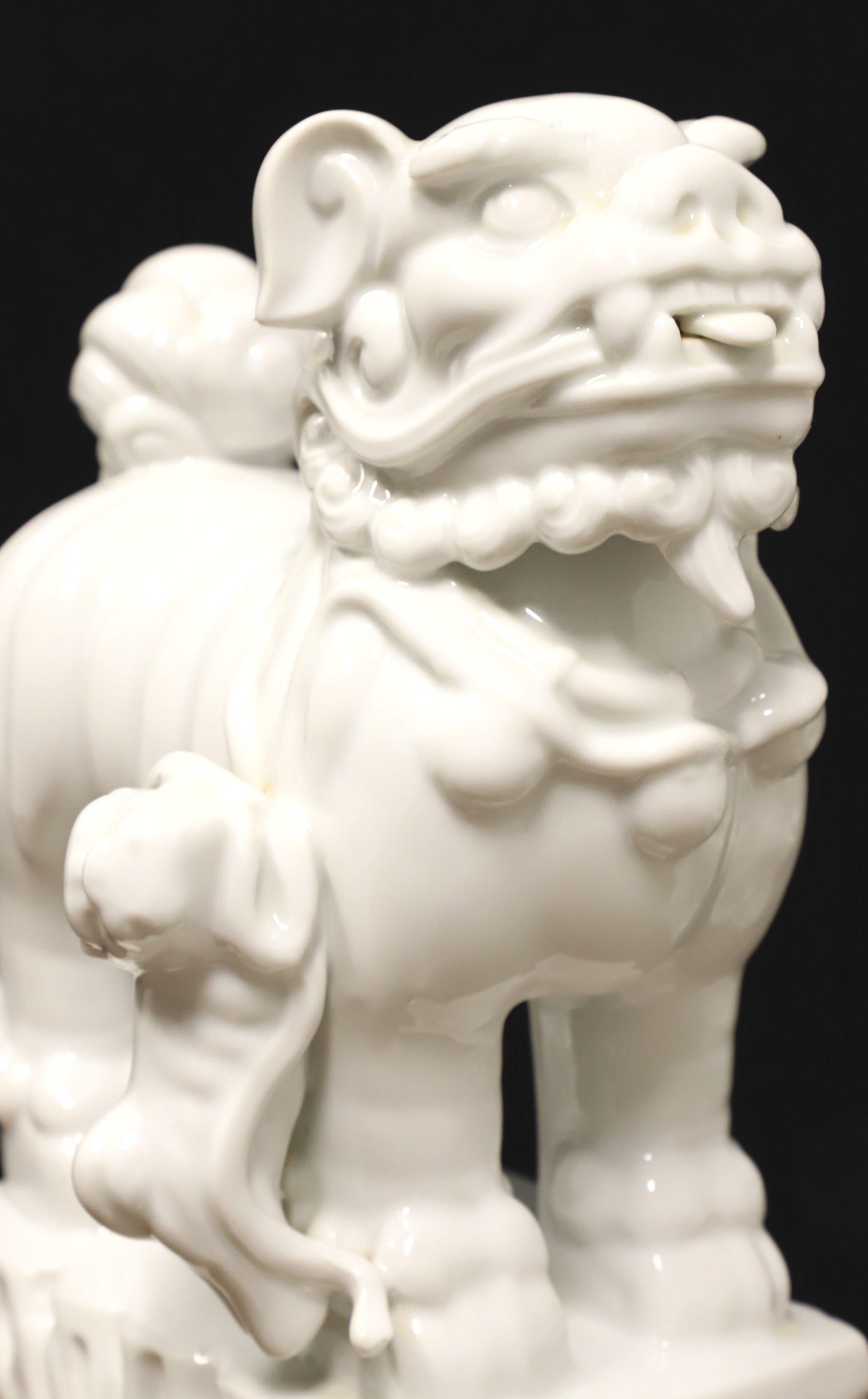 Mid 20th Century White Porcelain Foo Dogs - Pair For Sale 1