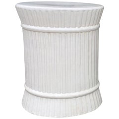 Mid-20th Century White Porcelain Garden Seat, Bamboo Motif, Marked "Japan"