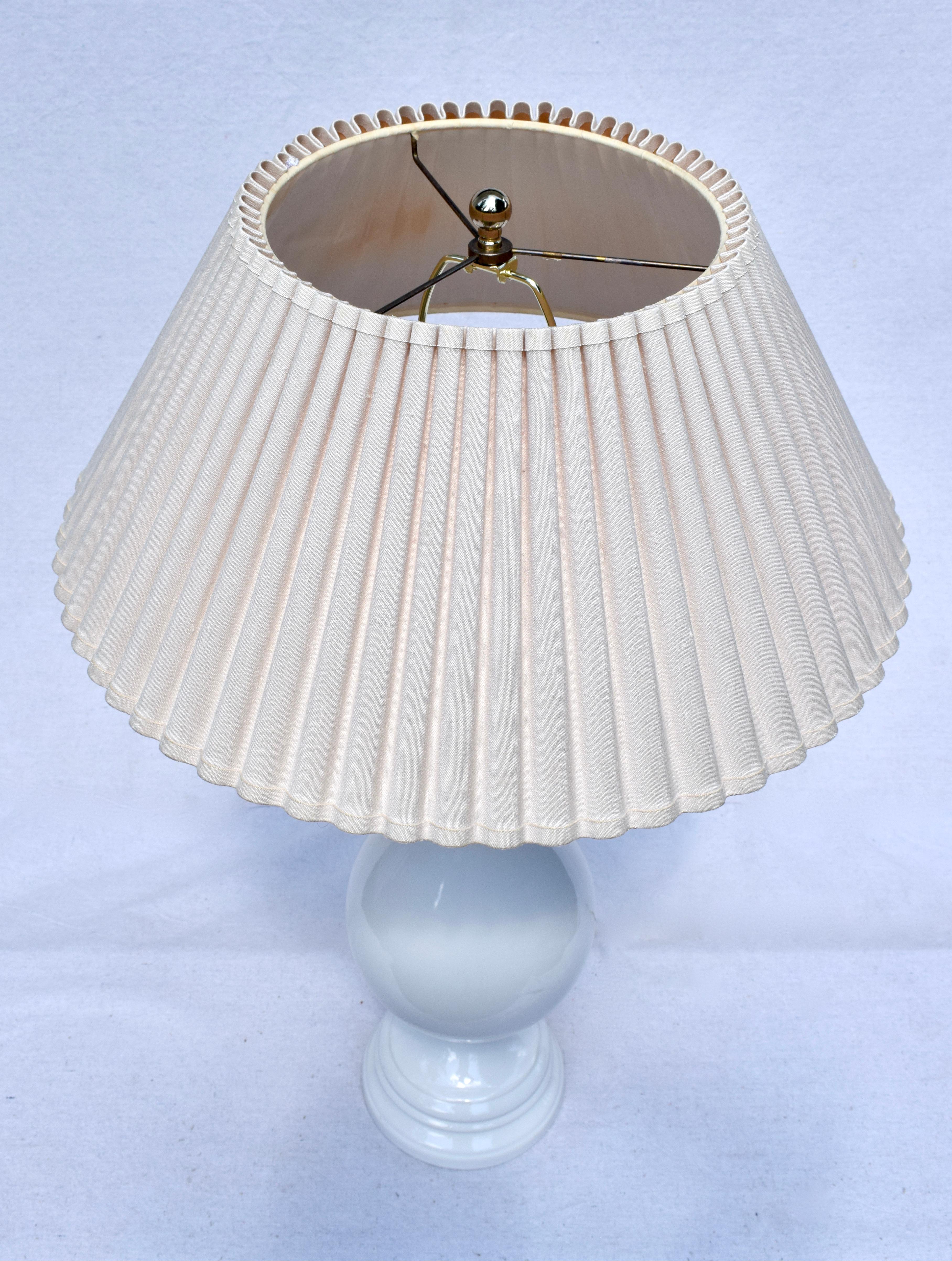 Mid-Century Modern Mid 20th Century White Porcelain Vase Table Lamps, Pair For Sale