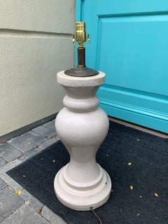 Mid-20th Century White Pottery Lamp with Crackle Finish