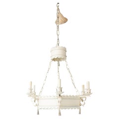 Mid 20th Century White Tole Chandelier