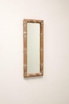 Mid 20th Century Whitewashed Faux Bamboo Asian Rectangular Wall Mirror