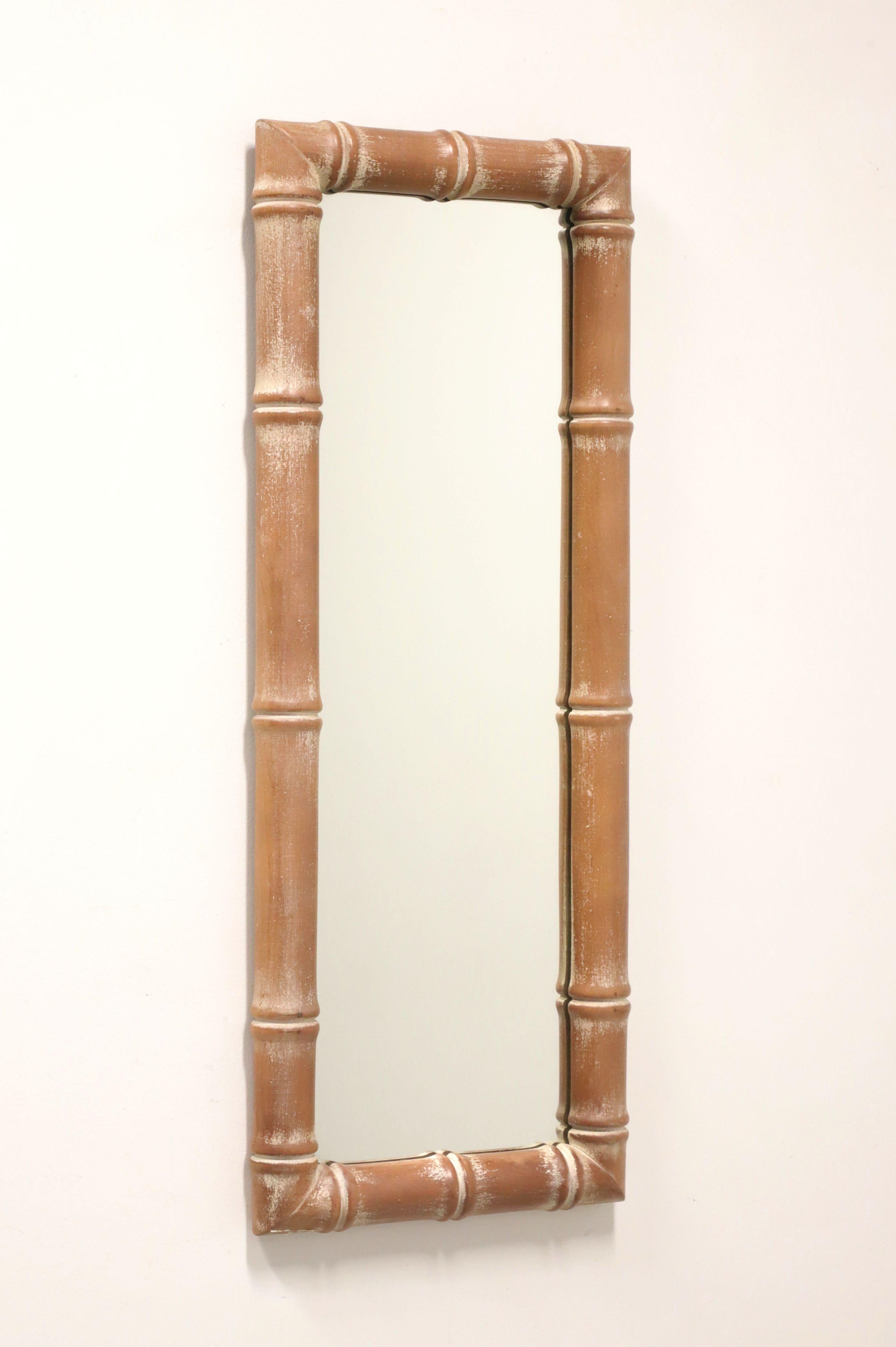 Mid 20th Century Whitewashed Faux Bamboo Asian Rectangular Wall Mirror For Sale 2