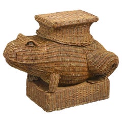 Mid 20th Century Wicker Frog Table