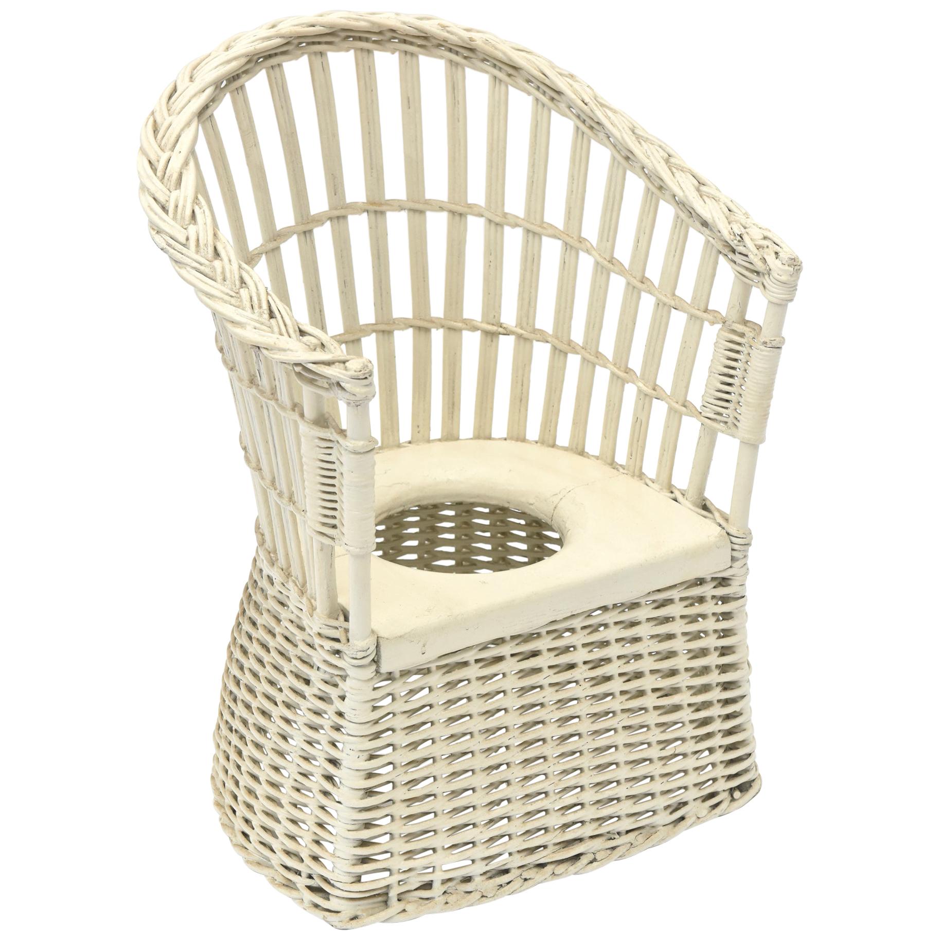 Mid-20th Century Wicker Potty Seat