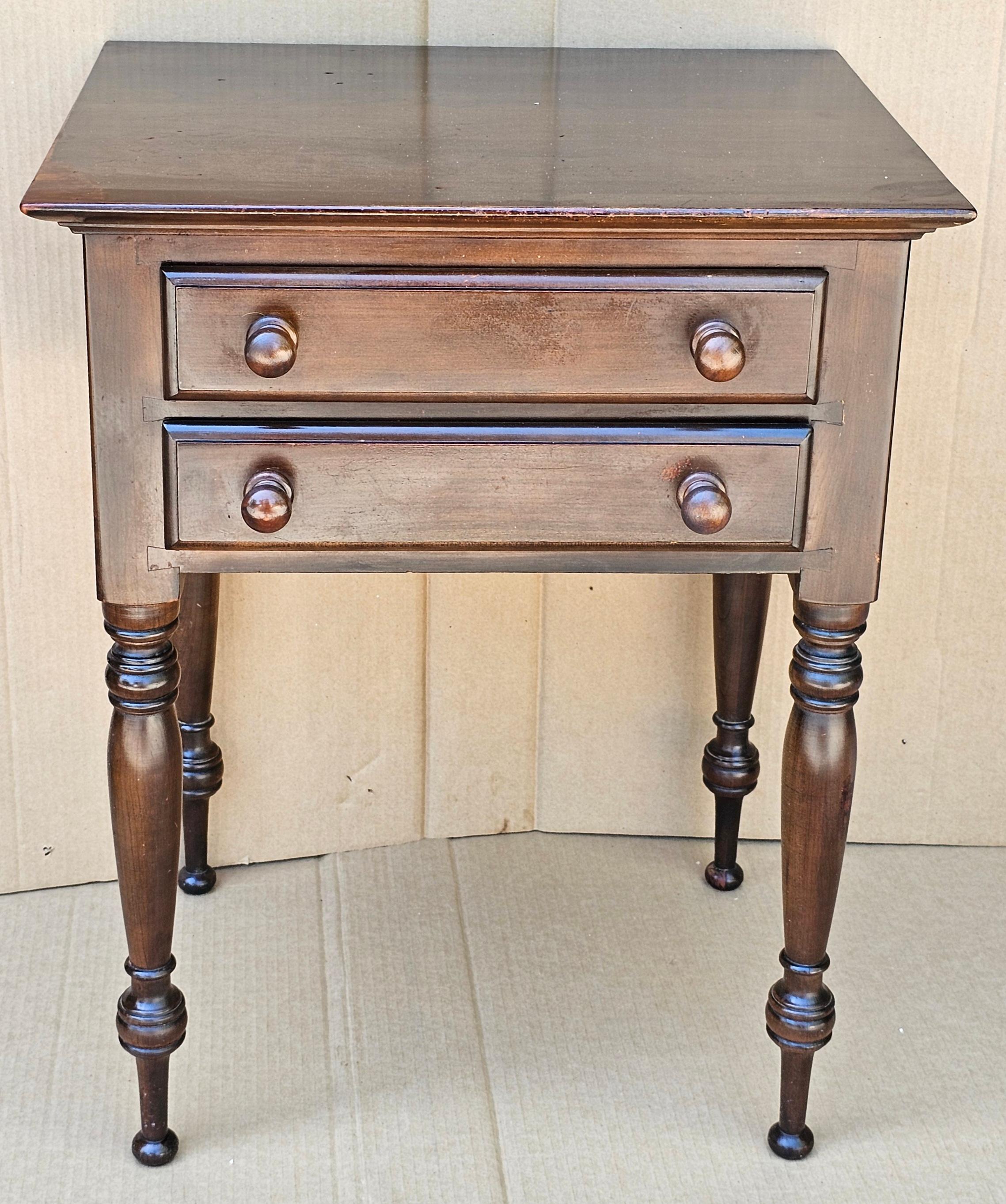 A Mid 20th Century Willett Furniture Walnut Two-Drawer Work Table / Side Table
Measures 21