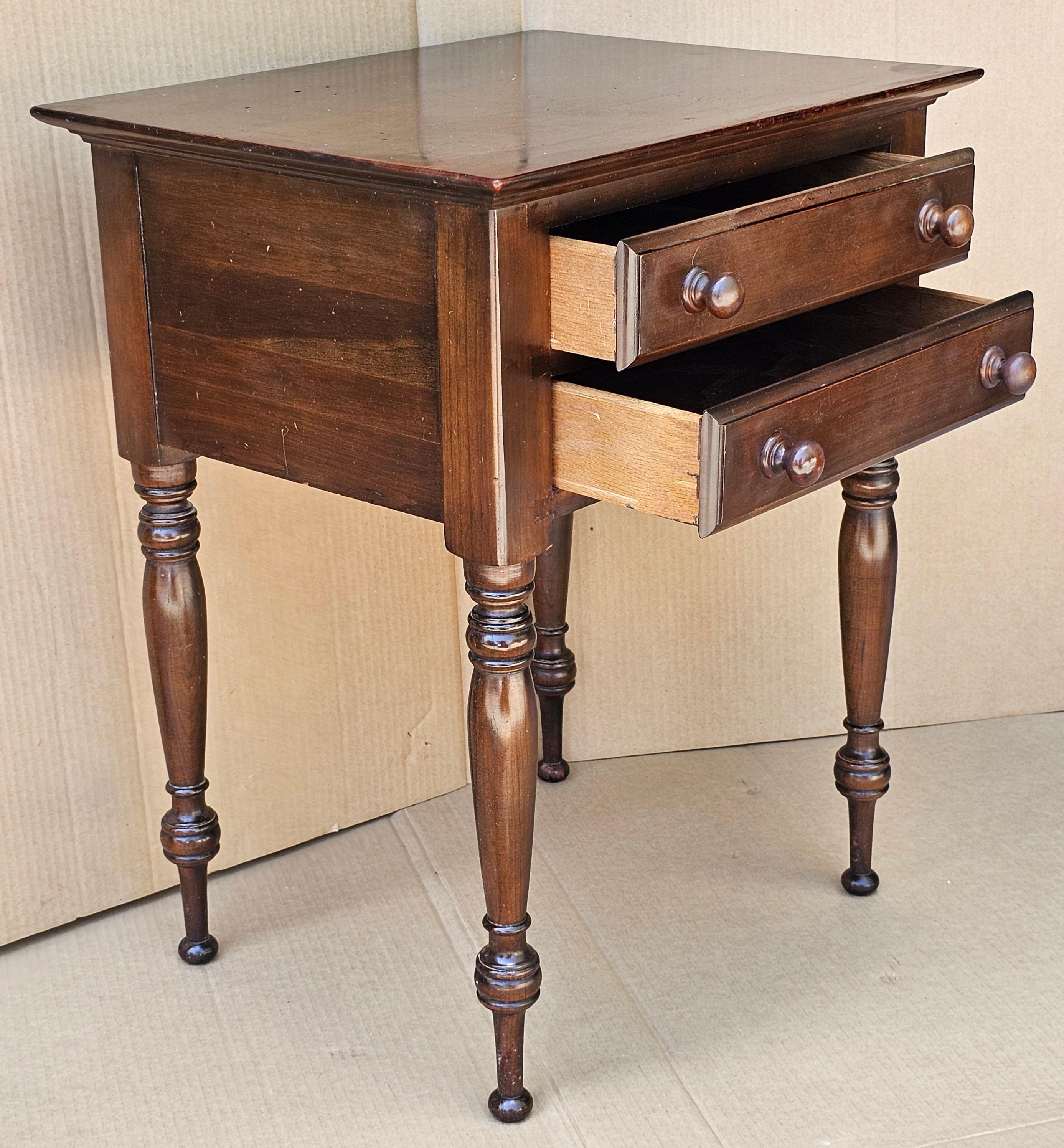 American Mid 20th Century Willett Furniture Walnut Two-Drawer Work Table Side Table For Sale
