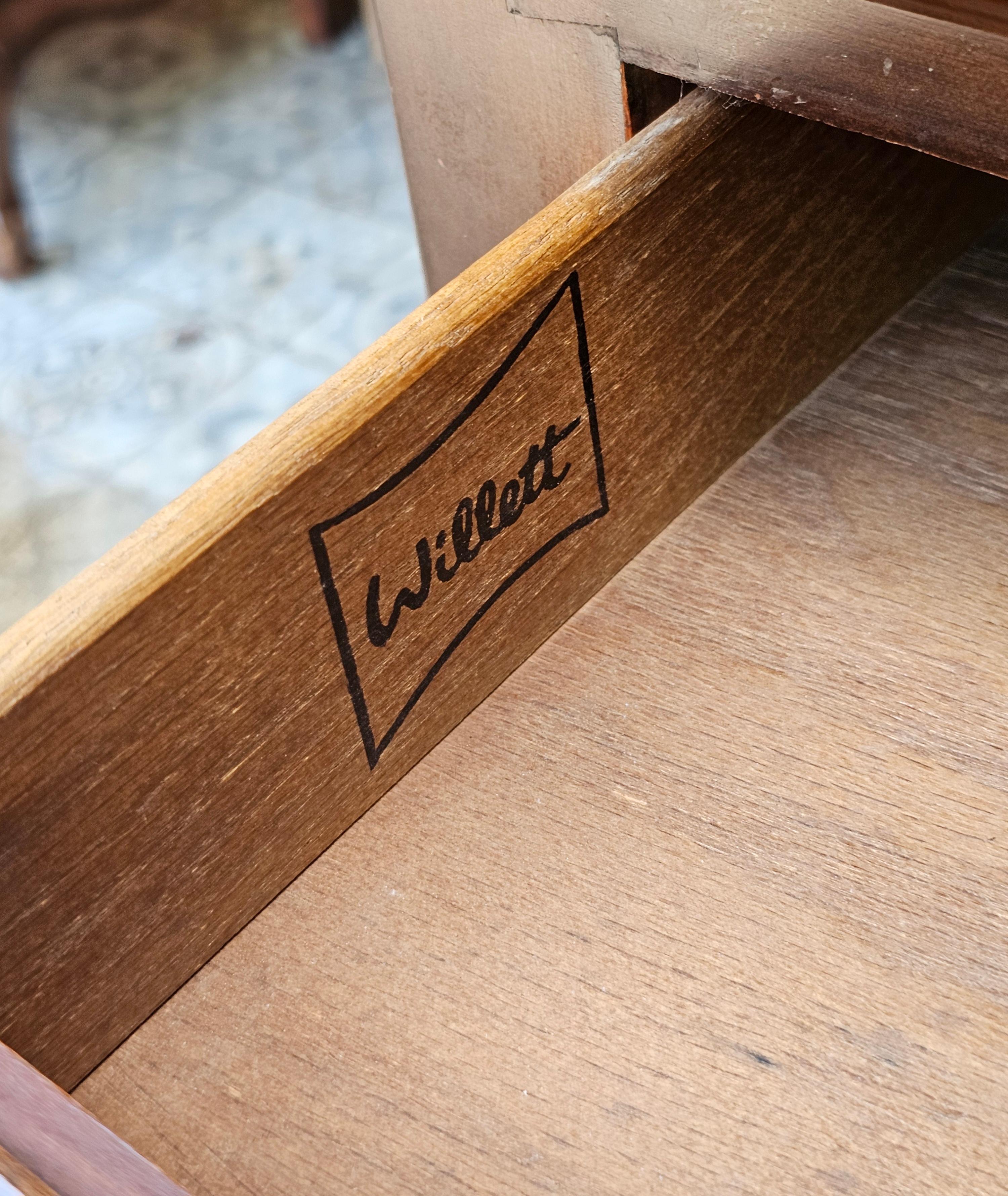 Mid 20th Century Willett Furniture Walnut Two-Drawer Work Table Side Table For Sale 2
