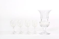 Tiffany Cut Crystal Wine Service with Centerpiece Vase, Mid-Century