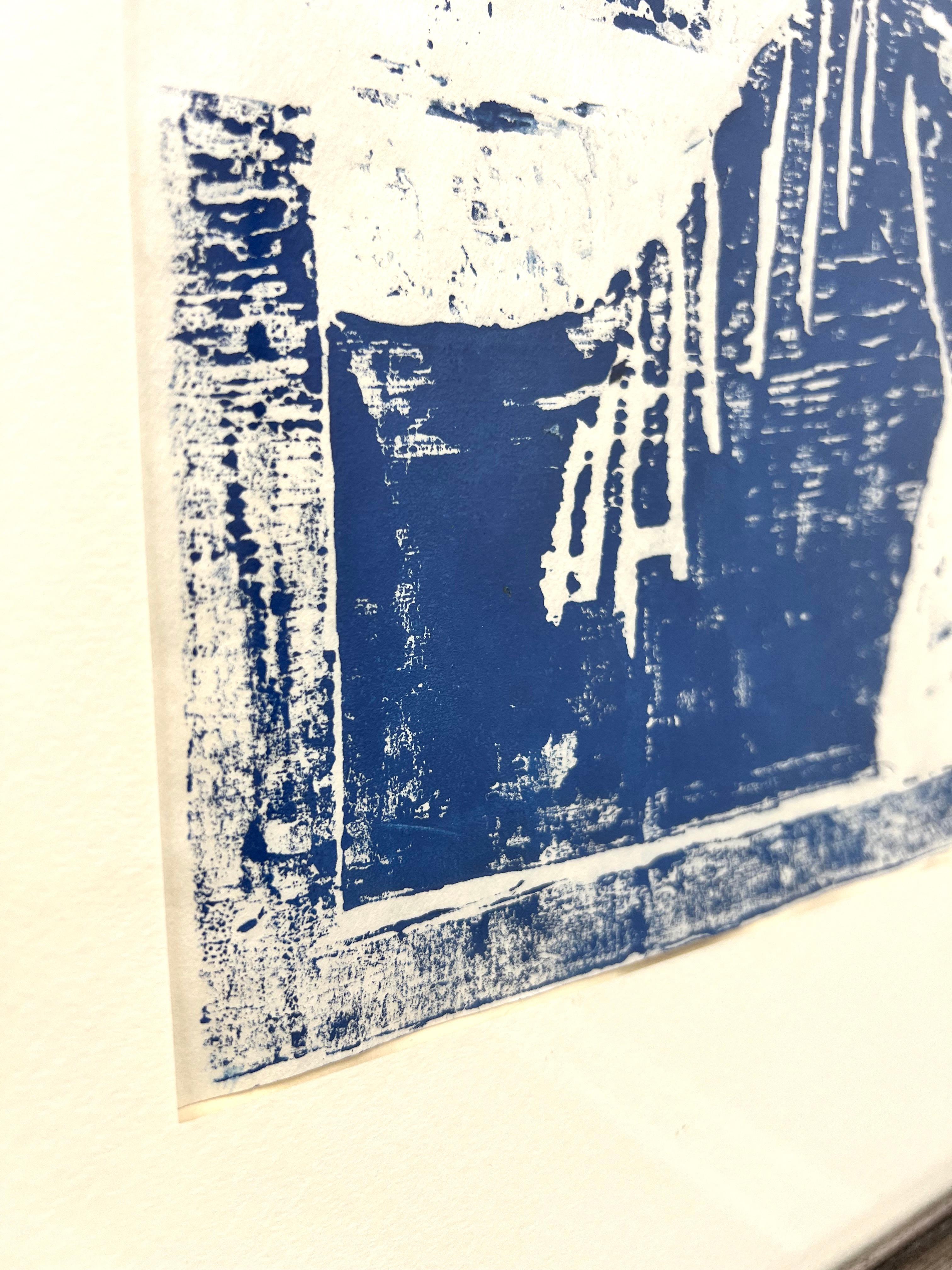 Holzblockdruck „Blaues Pferd“ von Fran Stewman aus der Mitte des 20. Jahrhunderts im Zustand „Gut“ im Angebot in Charlotte, NC