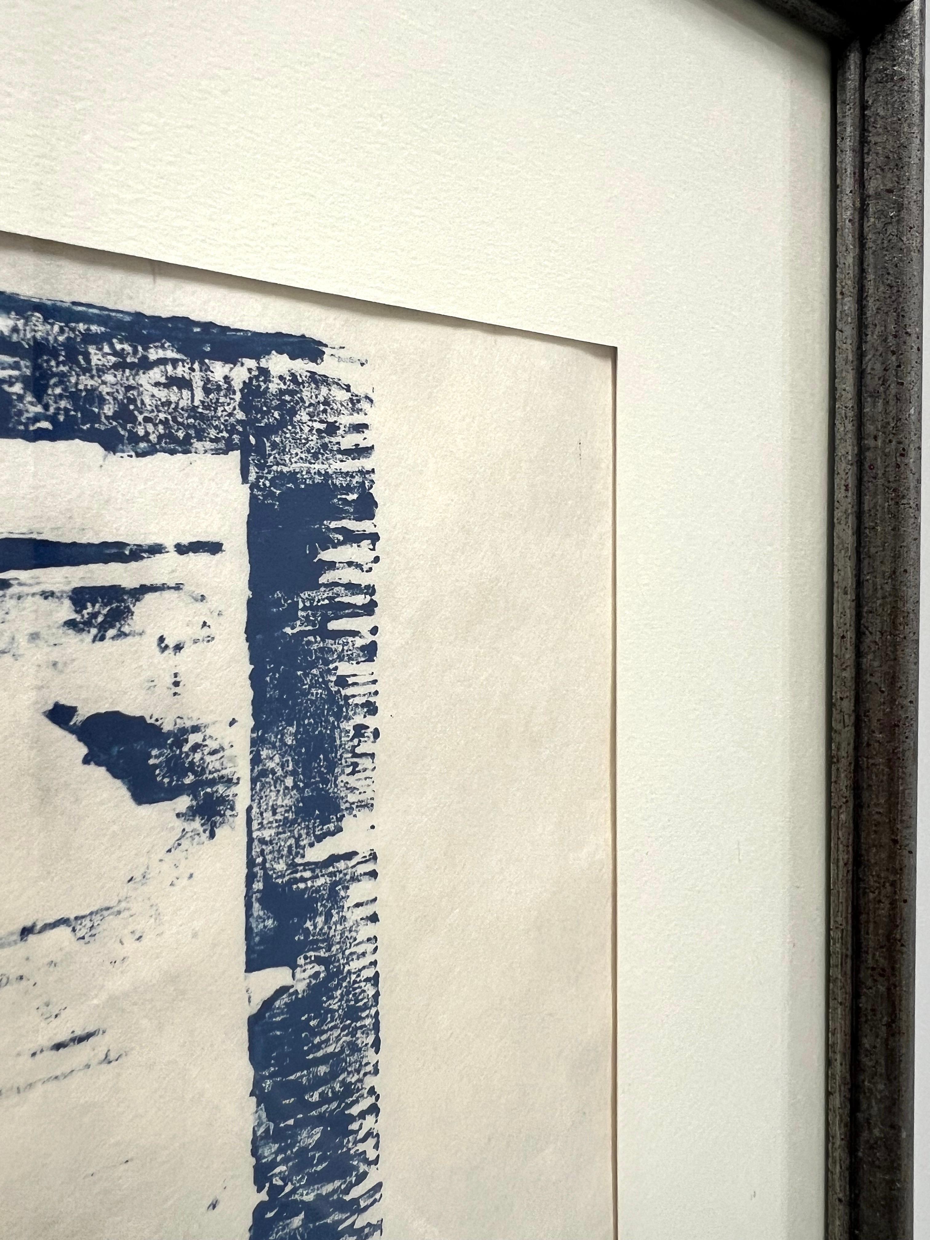 Holzblockdruck „Blaues Pferd“ von Fran Stewman aus der Mitte des 20. Jahrhunderts im Angebot 2