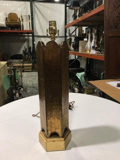 Mid-20th Century Wood Florentine Lamp on Custom Gilt Base