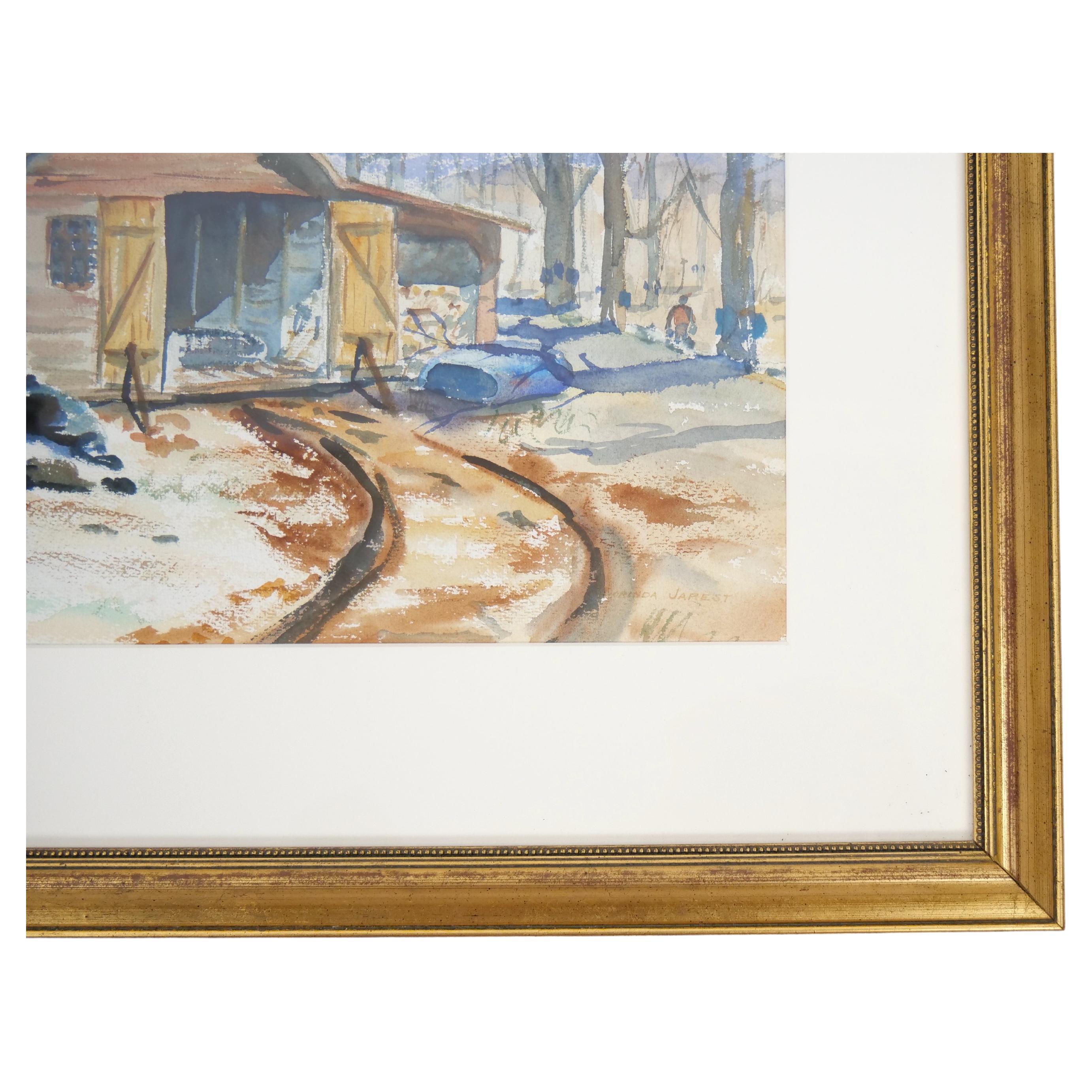 Mid-20th Century Wood Frame Decorative Water Color 7