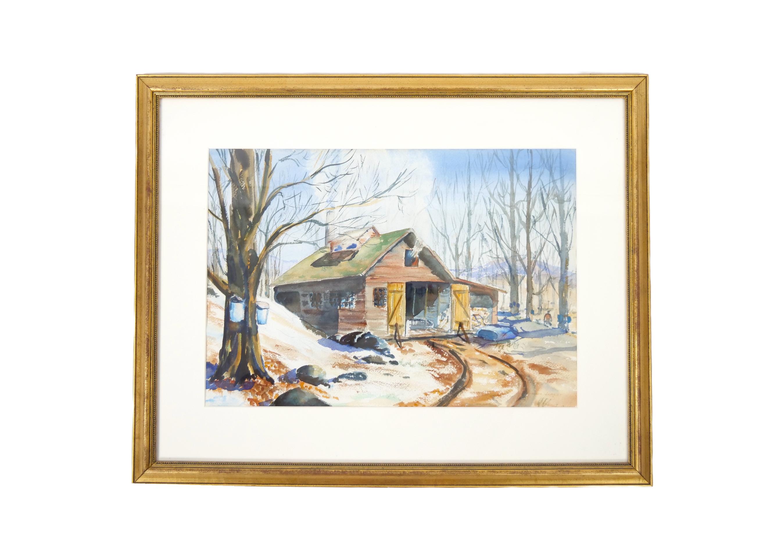 Mid-20th Century Wood Frame Decorative Water Color 11