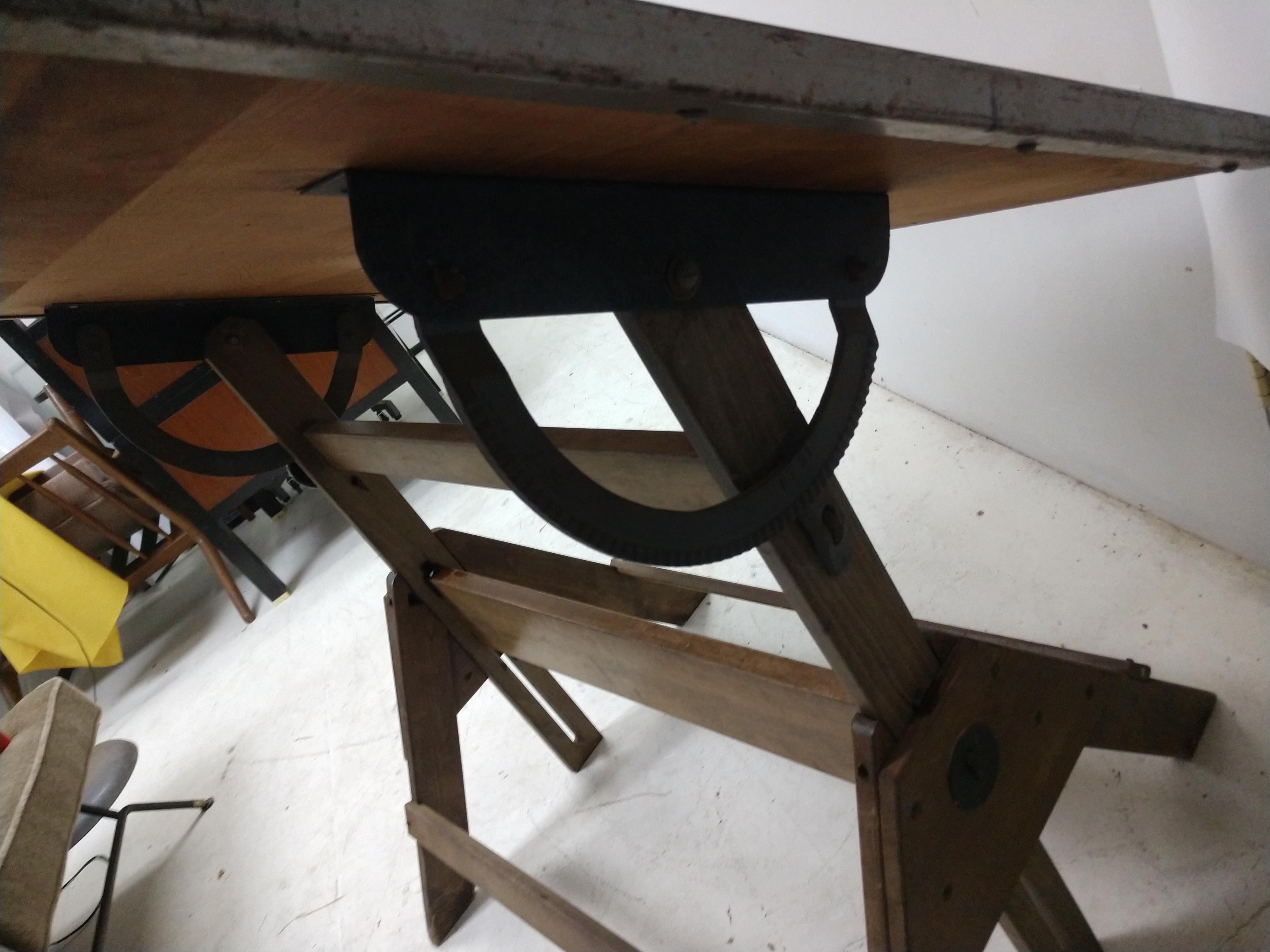 Industrial Mid-20th Century Wood and Iron Anco Drafting Table