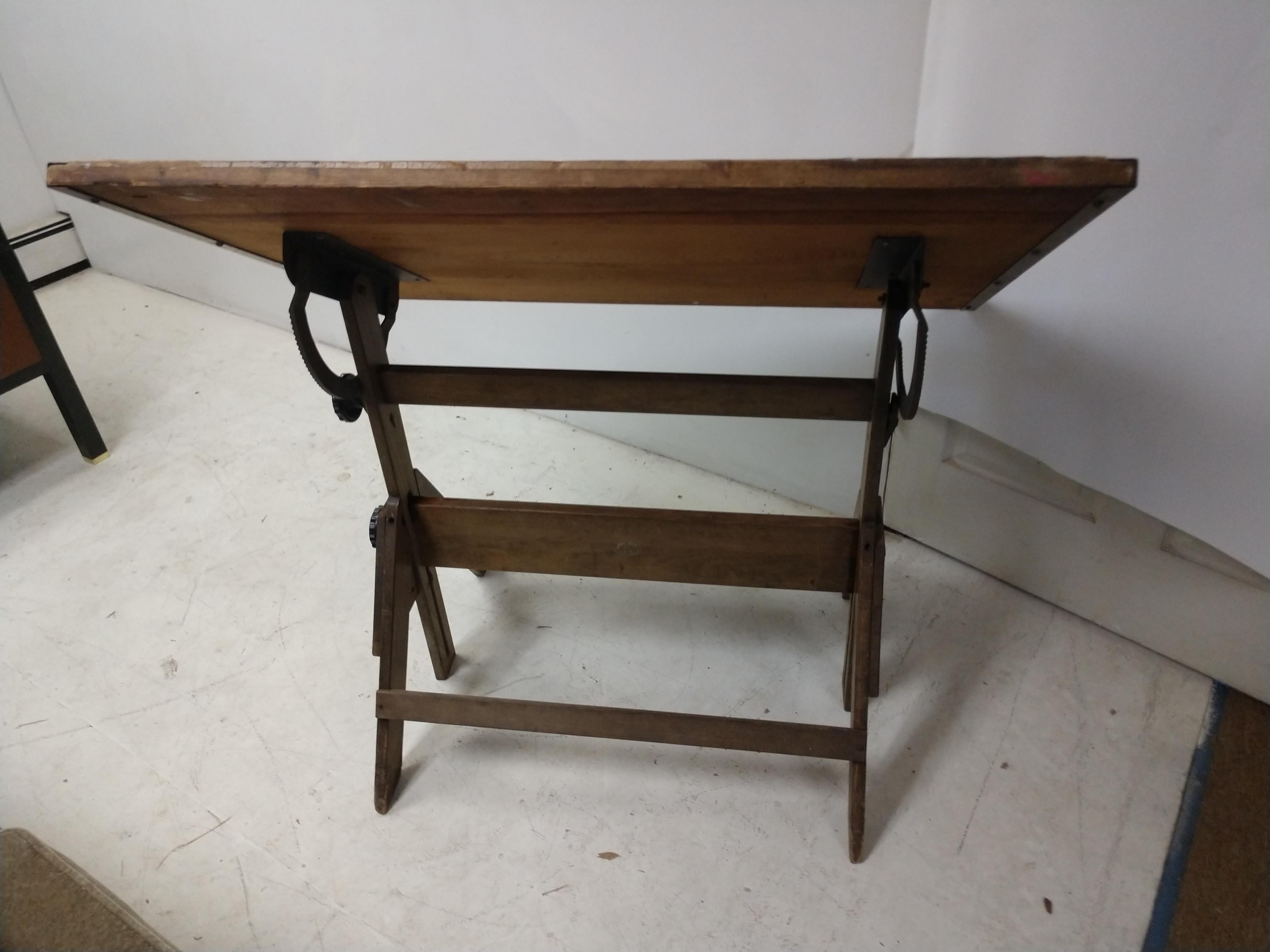 American Mid-20th Century Wood and Iron Anco Drafting Table