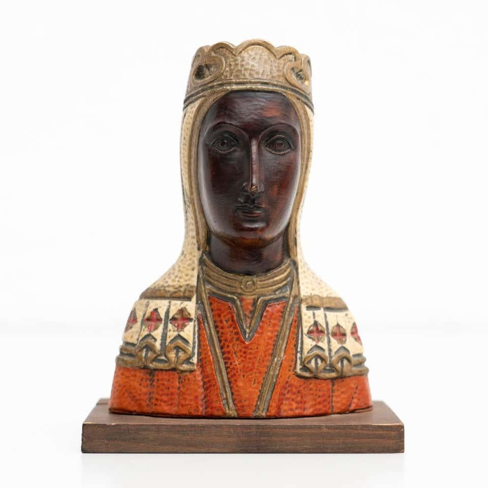 Mid-20th Century Wood Montserrat Virgin Statue 4